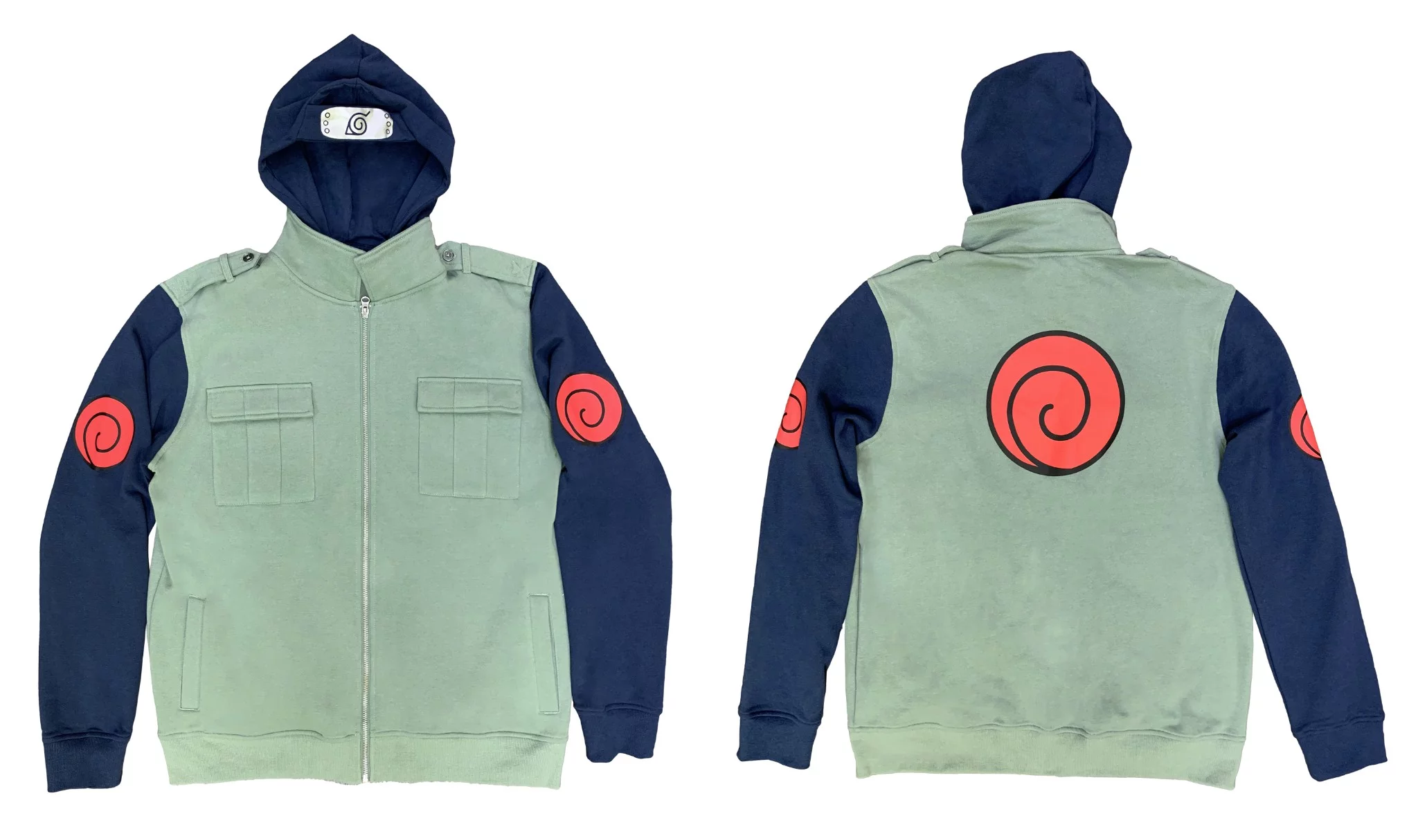 Naruto Shippuden Kakashi Hatake Cosplay Military Style Hoodie With Headband L