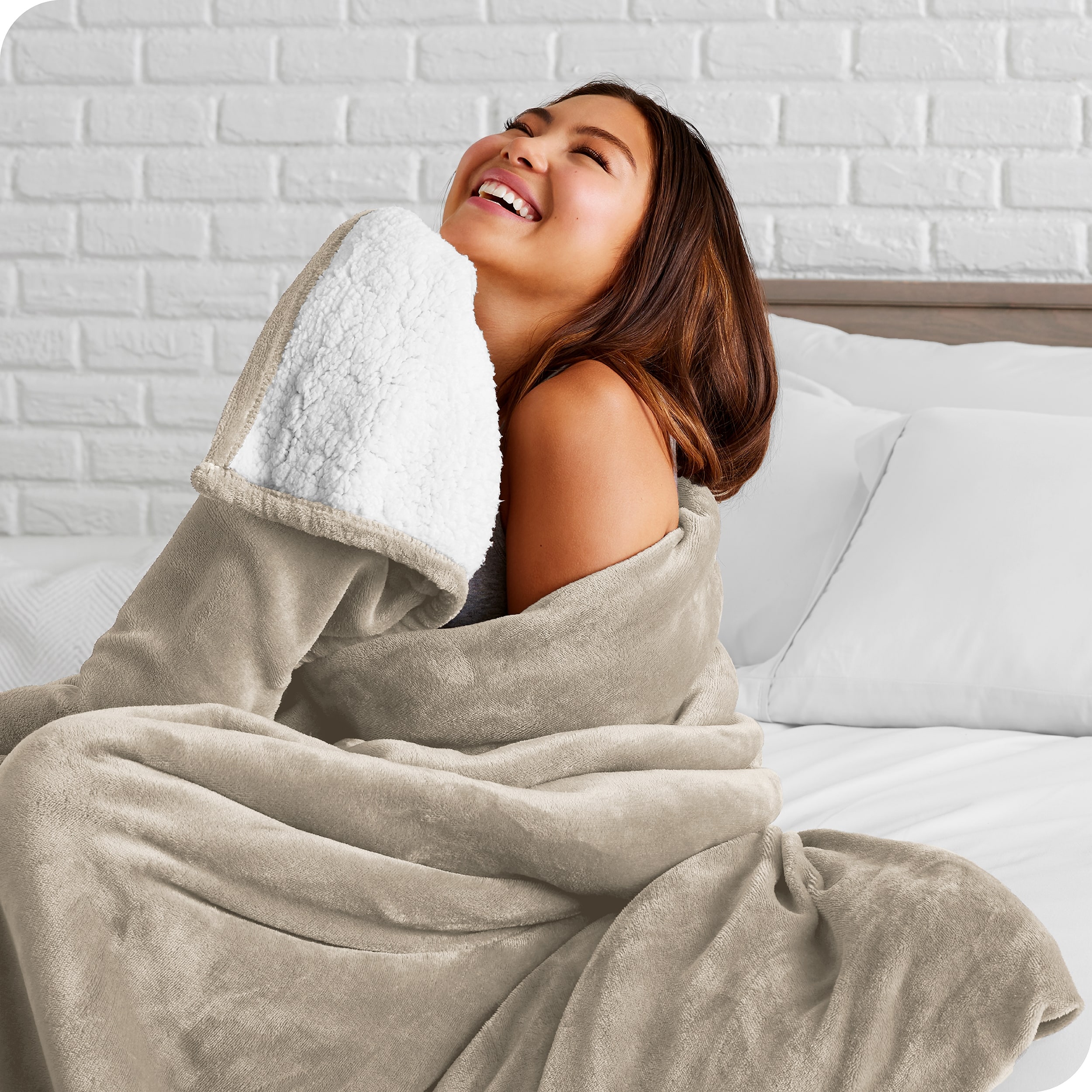 Bare Home  Sherpa Fleece Blanket - Reversible Plush Bed Blanket Oyster Twin/Twin XL