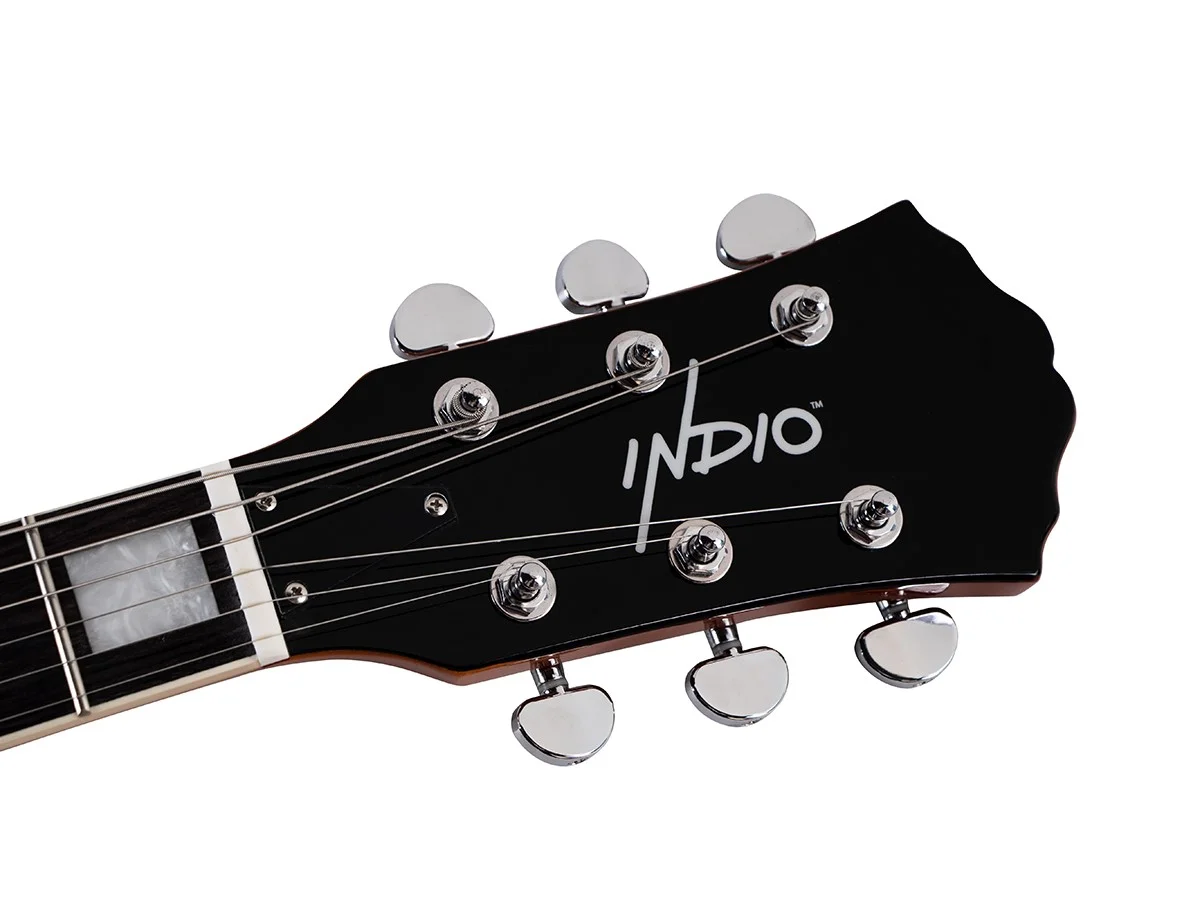 Monoprice Boardwalk Transparent Amber Hollow Body Electric Guitar with Gig Bag With Maple Body and Neck, Rosewood Fingerboard, and Gig Bag - Indio Series