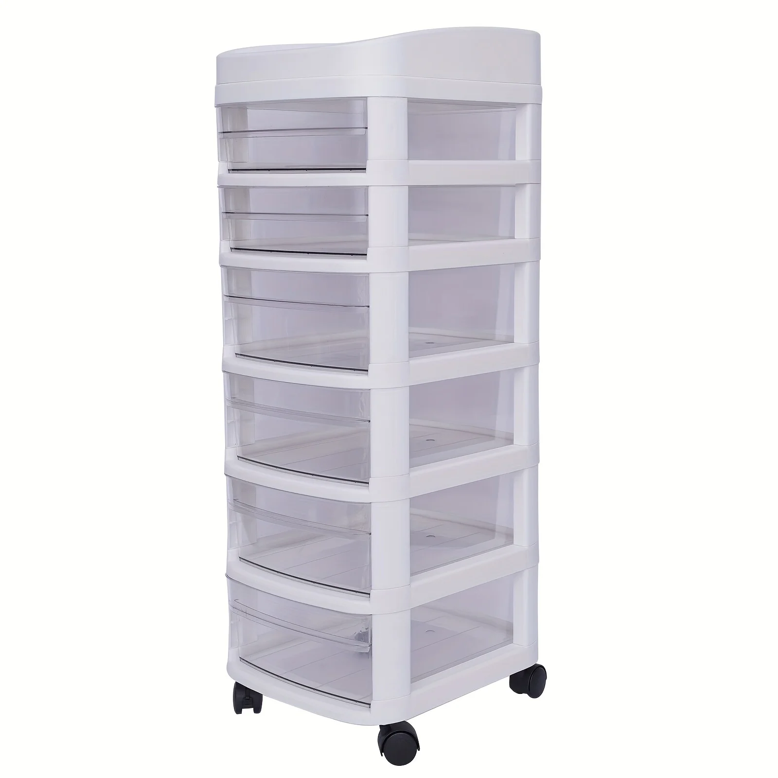 6 White Drawer Plastic Storage Rolling Cart Organizer Cabinet Trolley Wheels Design for Kitchen Bathroom Bedroom Dorm Classroom Laundry Room