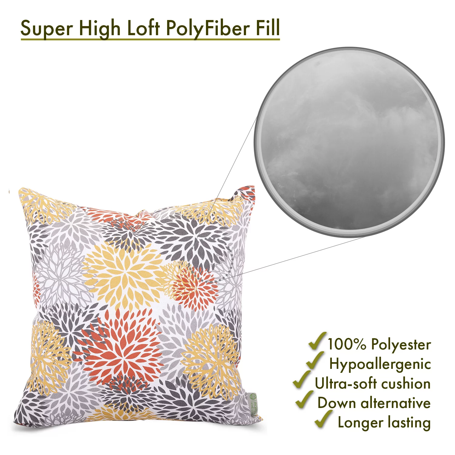 Majestic Home Goods Citrus Blooms Indoor / Outdoor Pillow