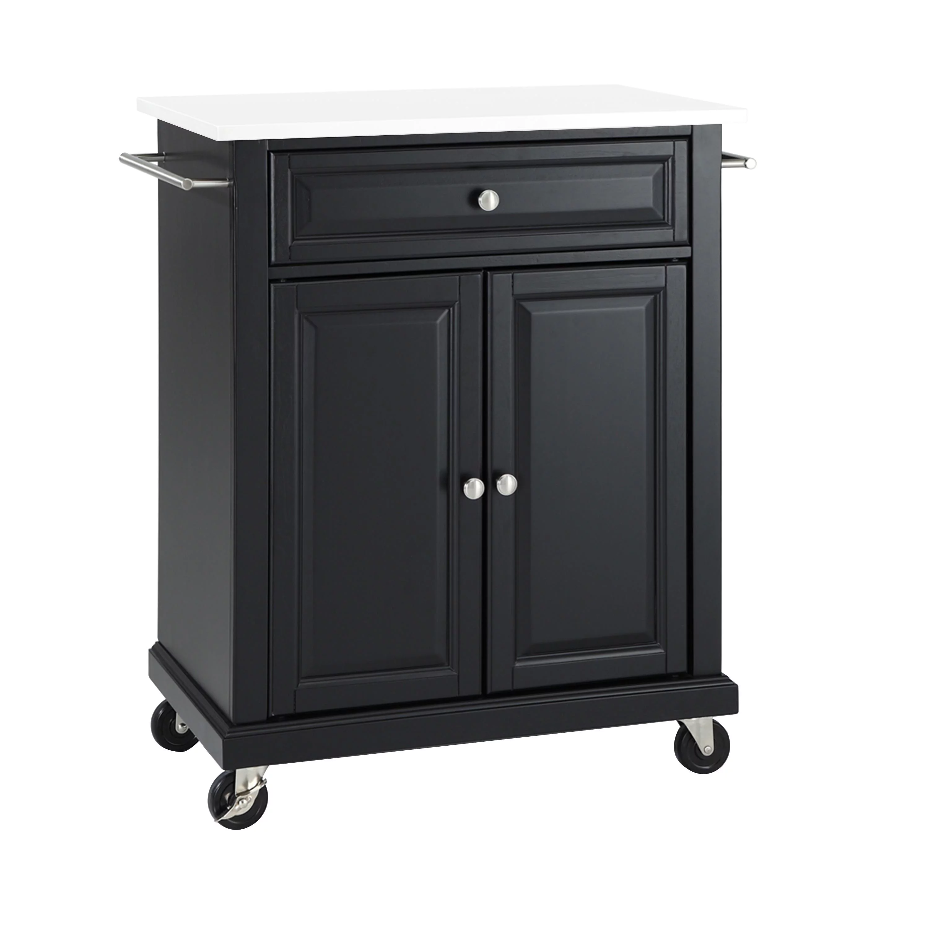 Crosley Furniture Compact Wood Kitchen Granite Top Kitchen Cart in Matte Black