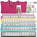 CartzEmpire American Mahjong Set 166 Tiles 4 Colors with Soft Bag