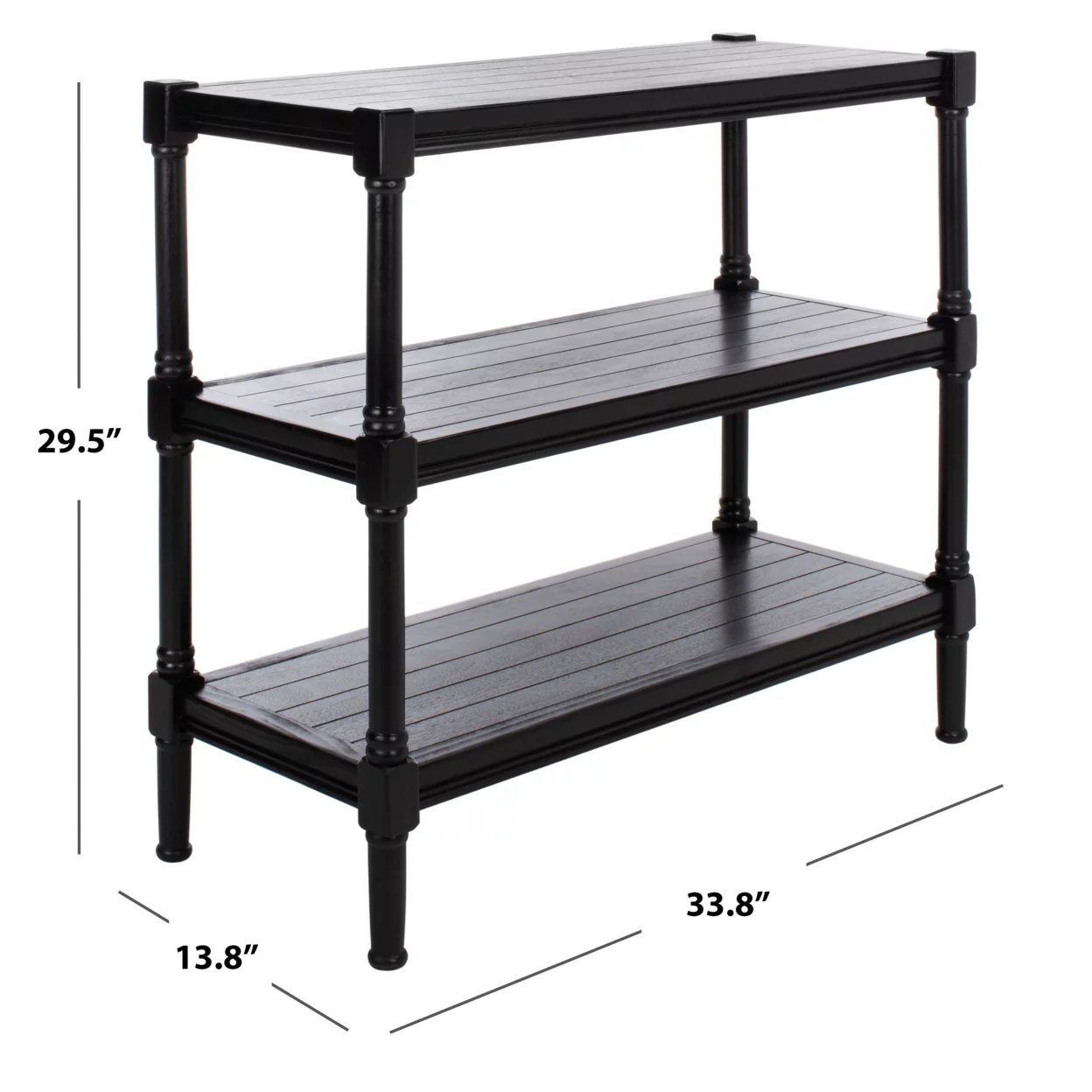 SAFAVIEH Rafiki Amish Black Wood Console Table with Shelf (33.8 in. W x 13.8 in. D x 29.5 in. H)