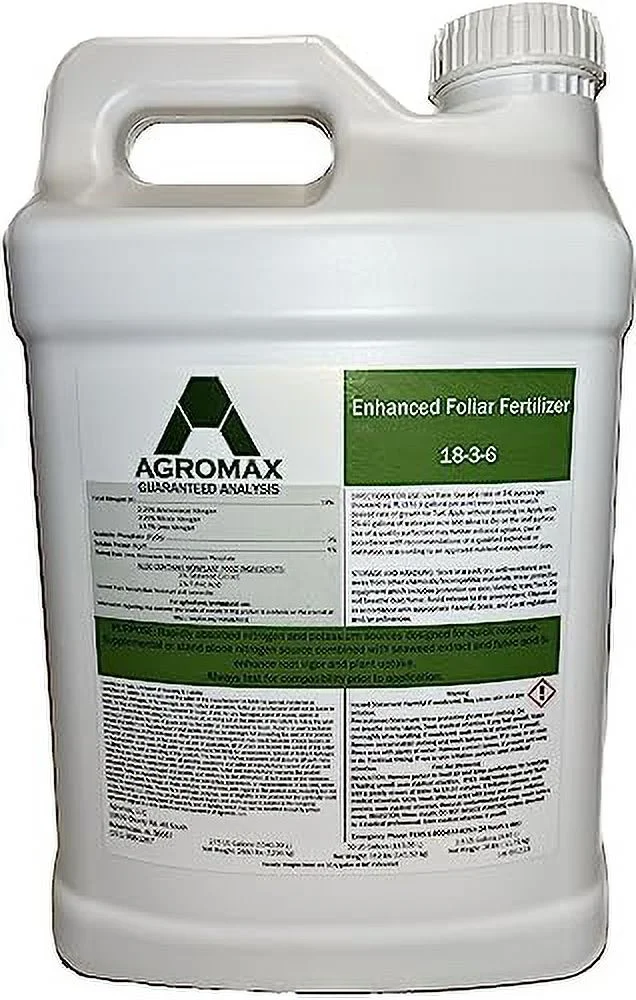 18-3-6 Liquid Fertilizer (2.5 Gallons), by AGROMAX - Turf Grass and Lawn Liquid Fertilizer Enhanced with Micronutrients, Seaweed Extract and Fulvic Acid.