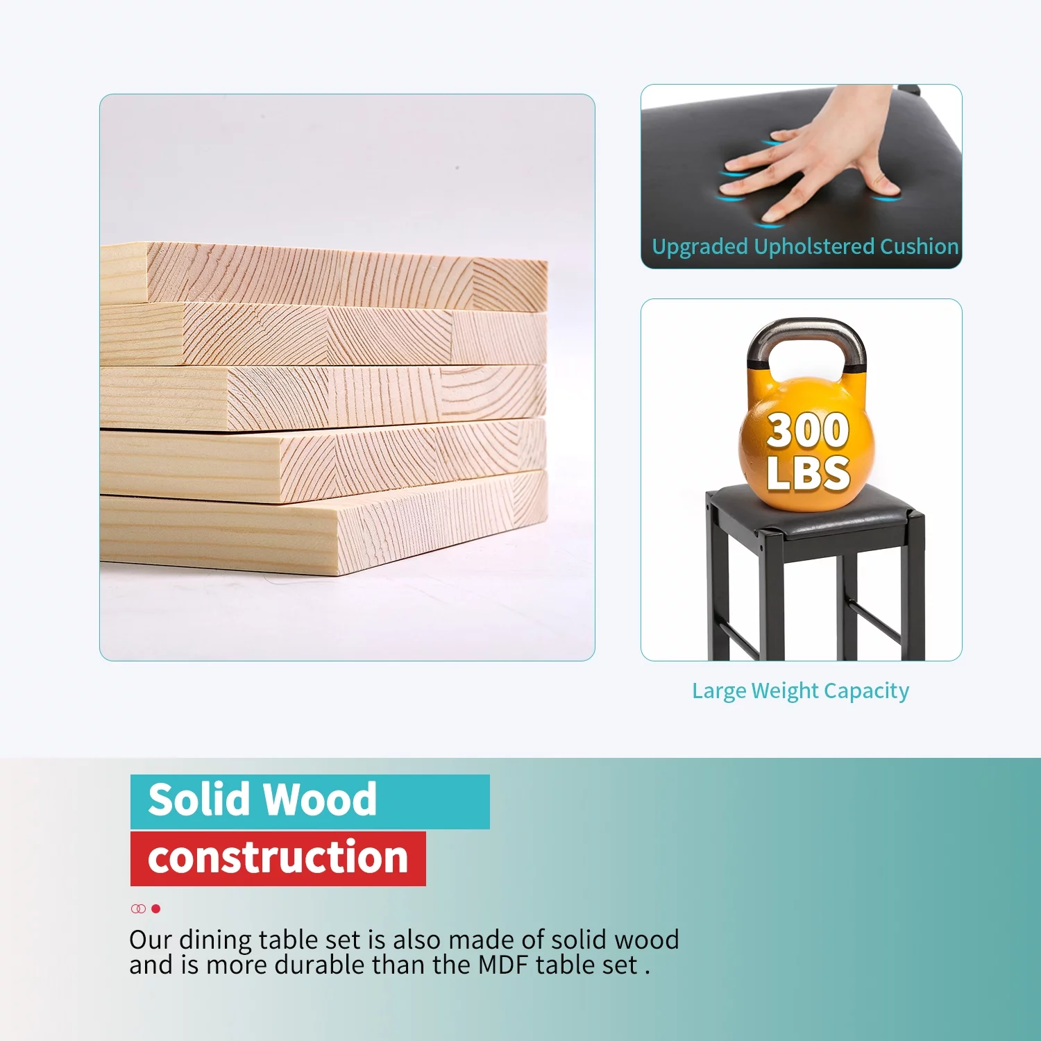 YRLLENSDAN 3 PCS Dining Table Set, Dining Table and Chairs Set Dining Set with 2 Faux Leather Chairs for Kitchen Living Room, Dark Brown