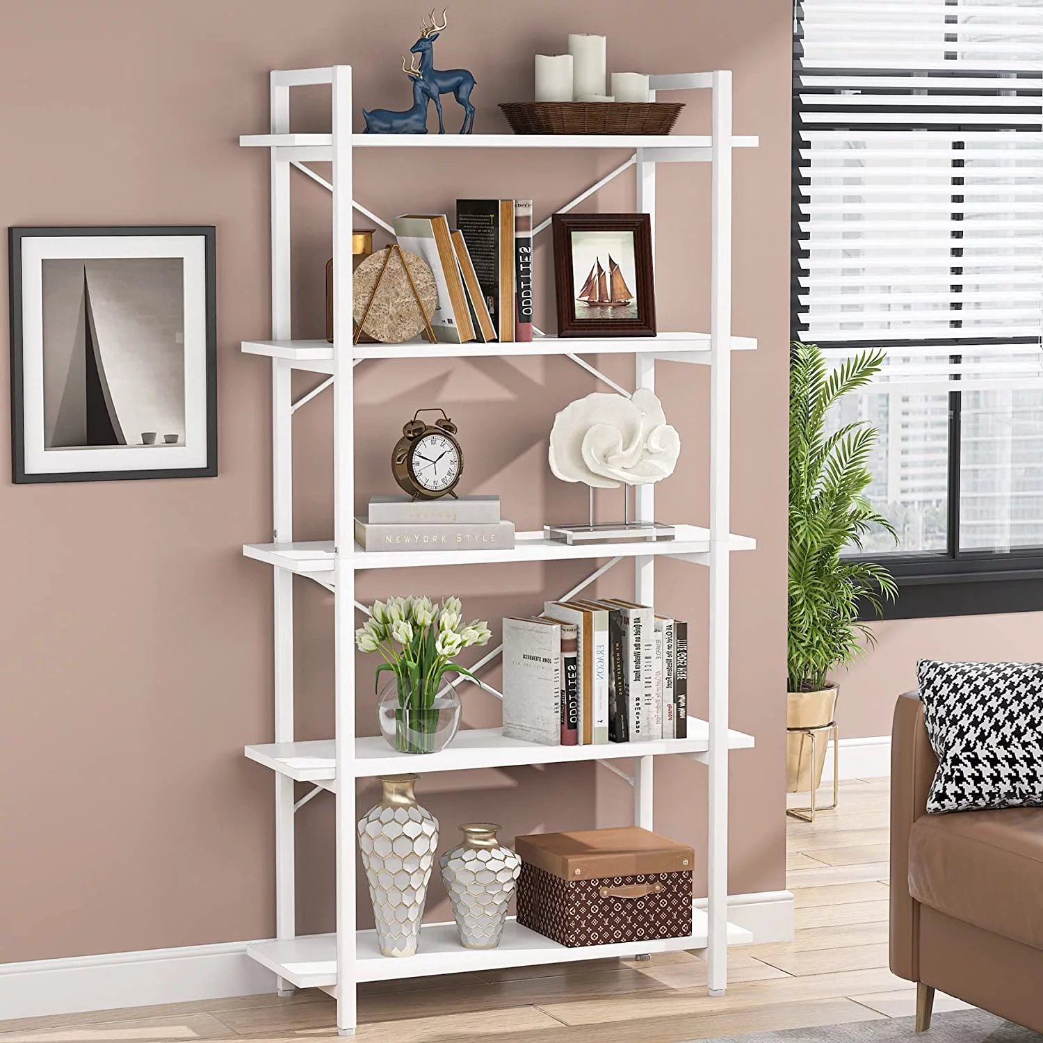 Tribesigns 5 Tier Bookshelf, Etagere Bookcase for Living Room Home Office