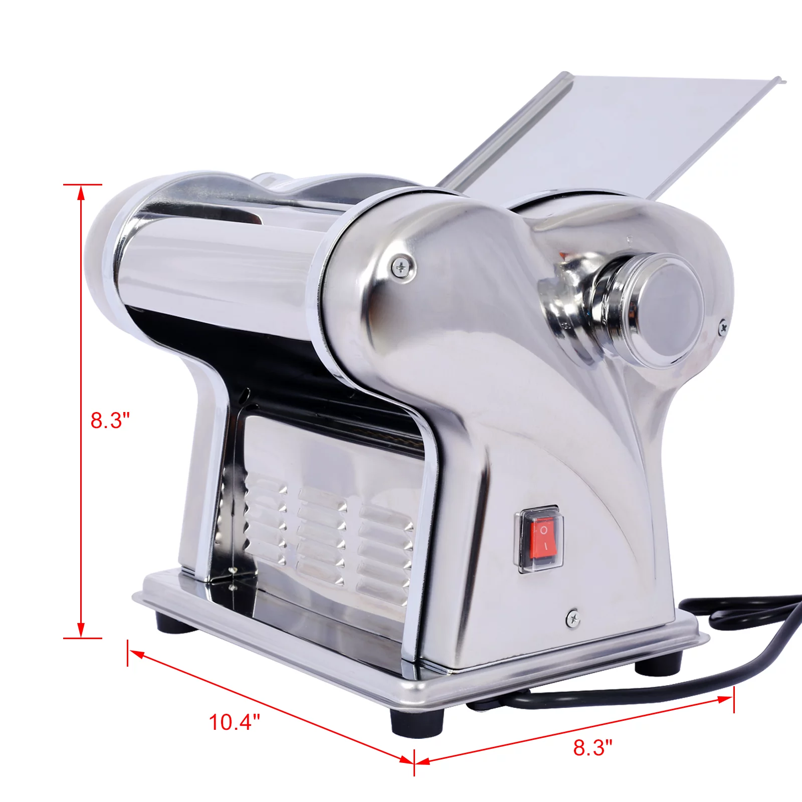 Pasta Maker Machine - Noodle Maker with 2 Blades (1.5mm Round Noodle & 4mm Flat Noodle), Dough Roller Cutter, Adjustable Thickness Stainless Steel, US 110V 135W