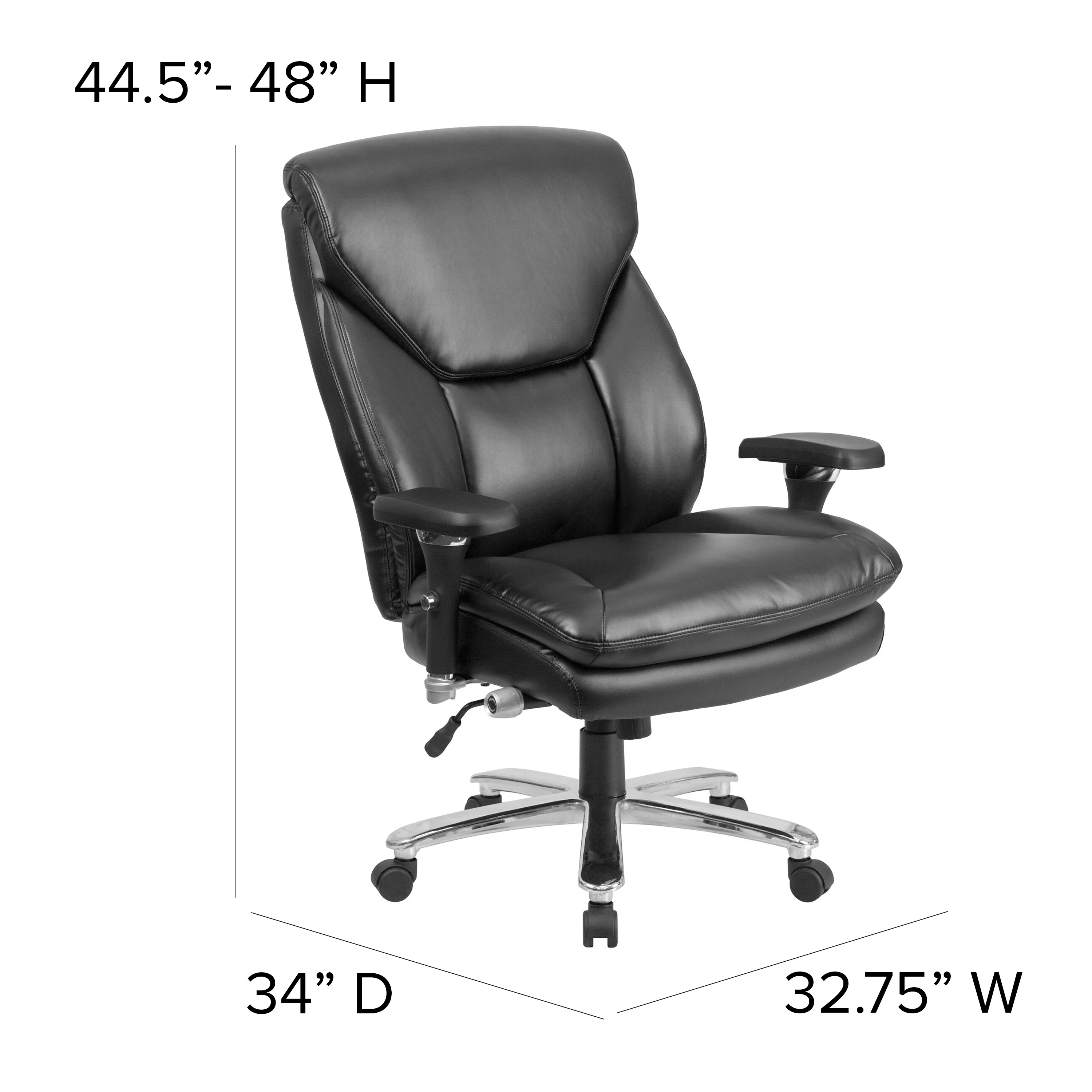 Emma + Oliver 24/7 400 lb. High Back Black LeatherSoft Ergonomic Office Chair with Lumbar Knob