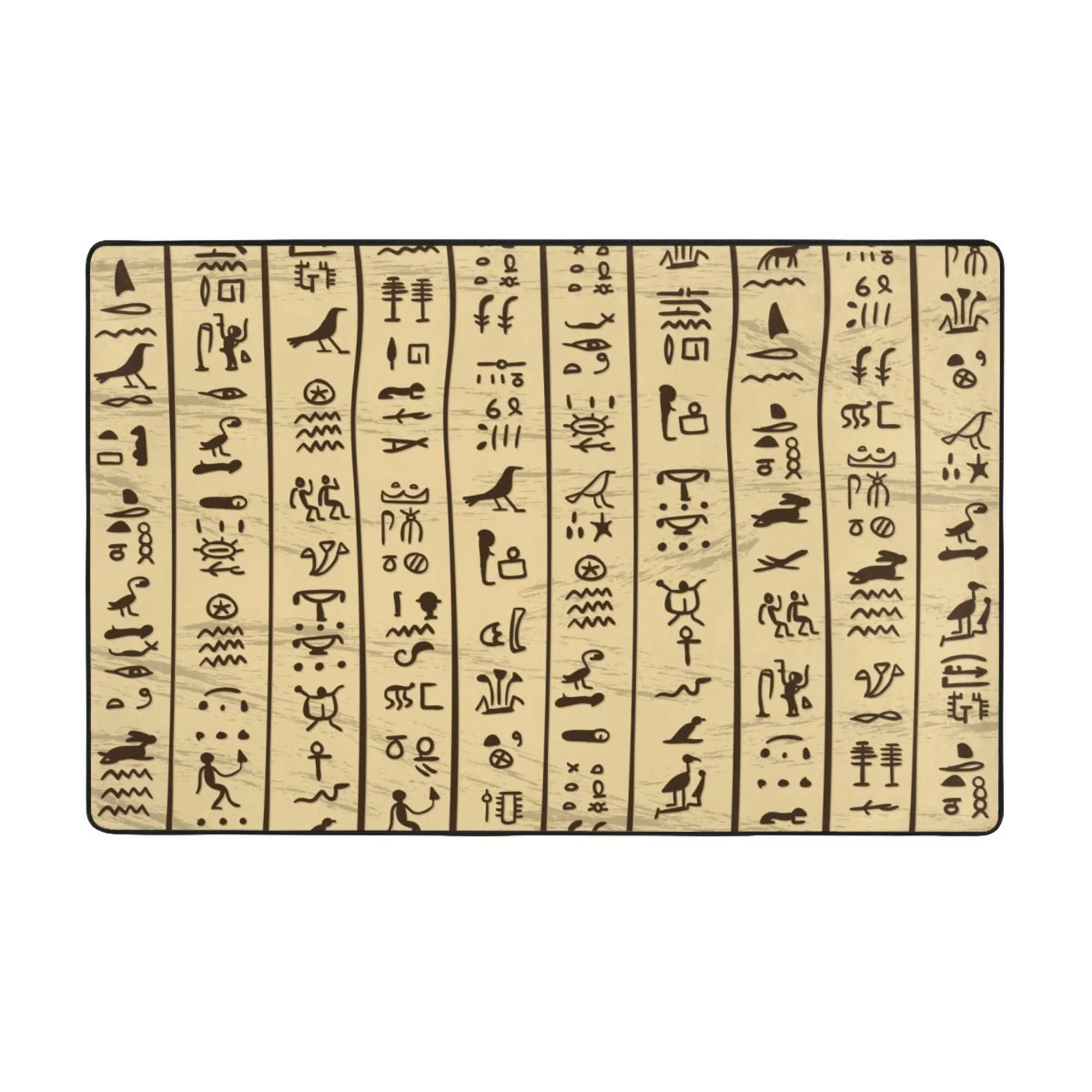 TEQUAN Area Rugs for Living Room Bedroom, Golden Egyptian Hieroglyphic Printed Carpet Non-Slip Door Mat Polyester Floor Mats, 60