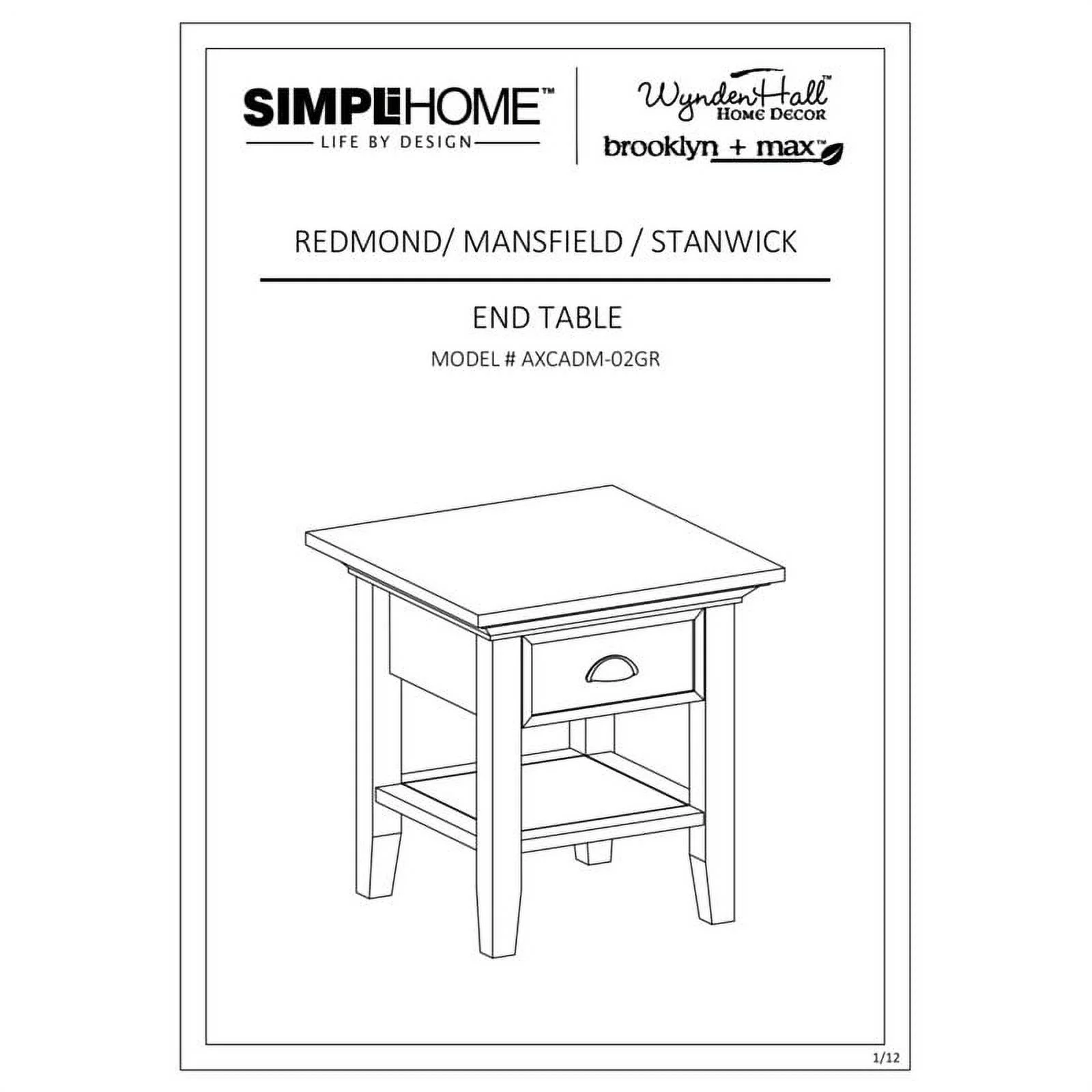 Home Square 2-Piece Wood 19