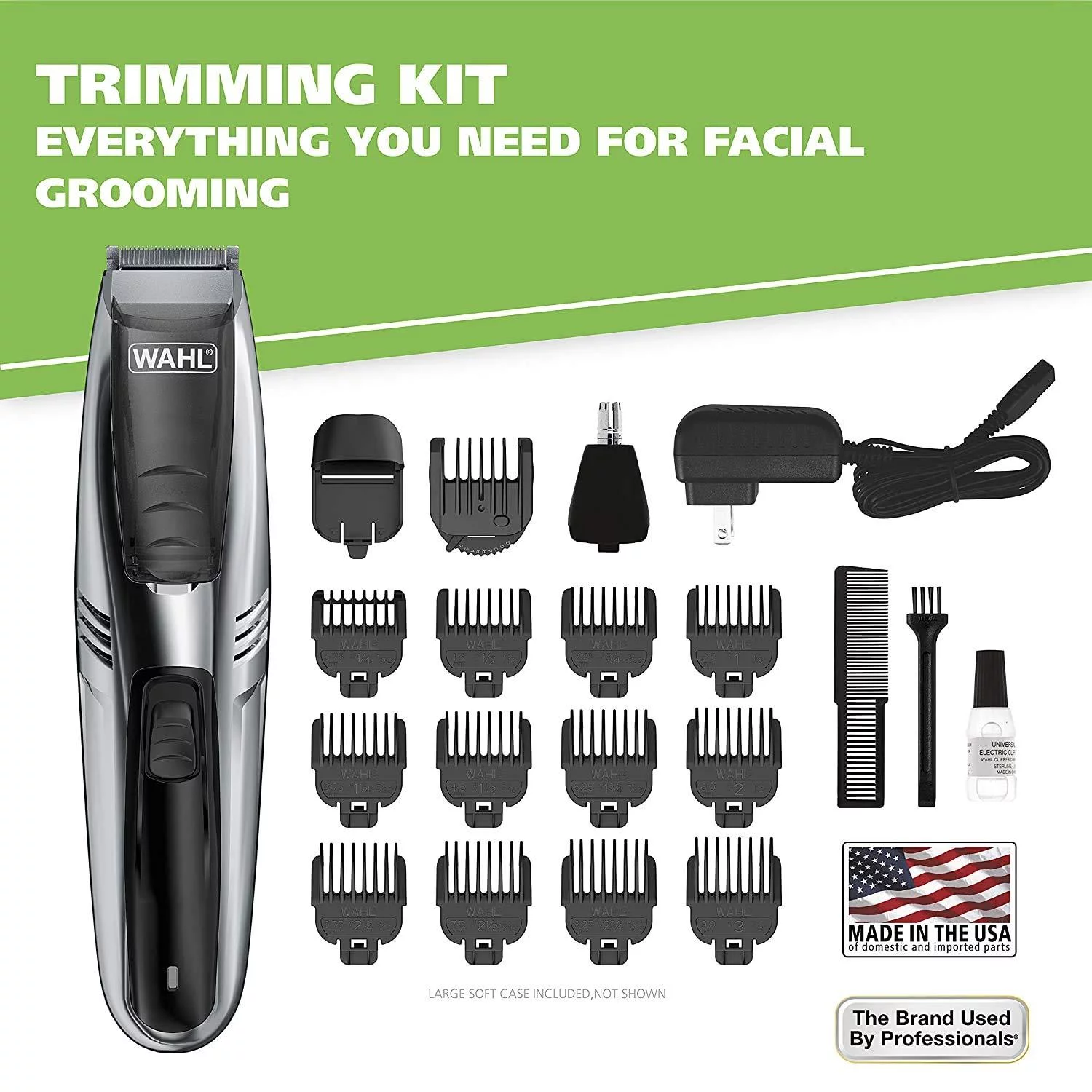 Wahl Model 9870-100 Vacuum Trimmer Kit with Powerful Suction for Beards, Facial Hair, Stubble, Nose & Ear Hair Clipping – Lithium Ion Powered Electric Shaver With 22 Individual Cutting Lengths