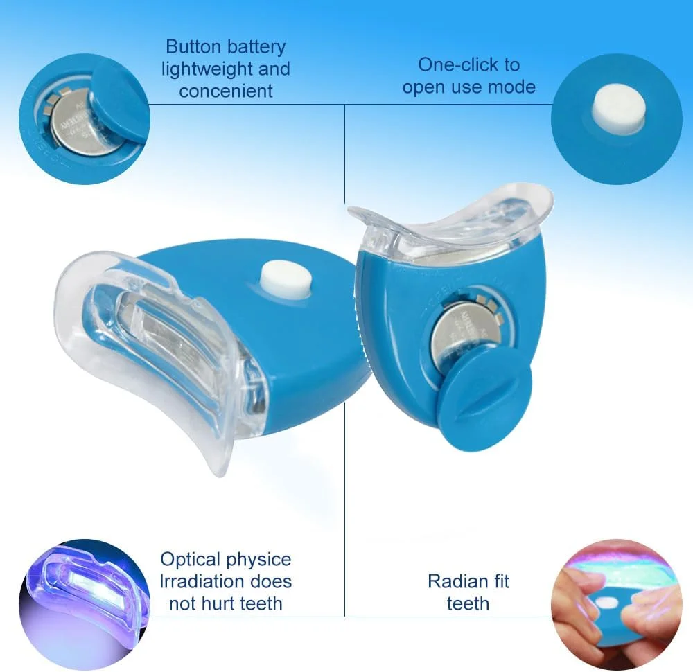 forwillsky 10pcs Teeth Whitening Gels Kit 35% Carbamide Peroxide Bleaching Gel 3ml 0.1oz Refill Gel with Teeth Whitener Lamp Blue LED Light and Teeth Whitening Trays