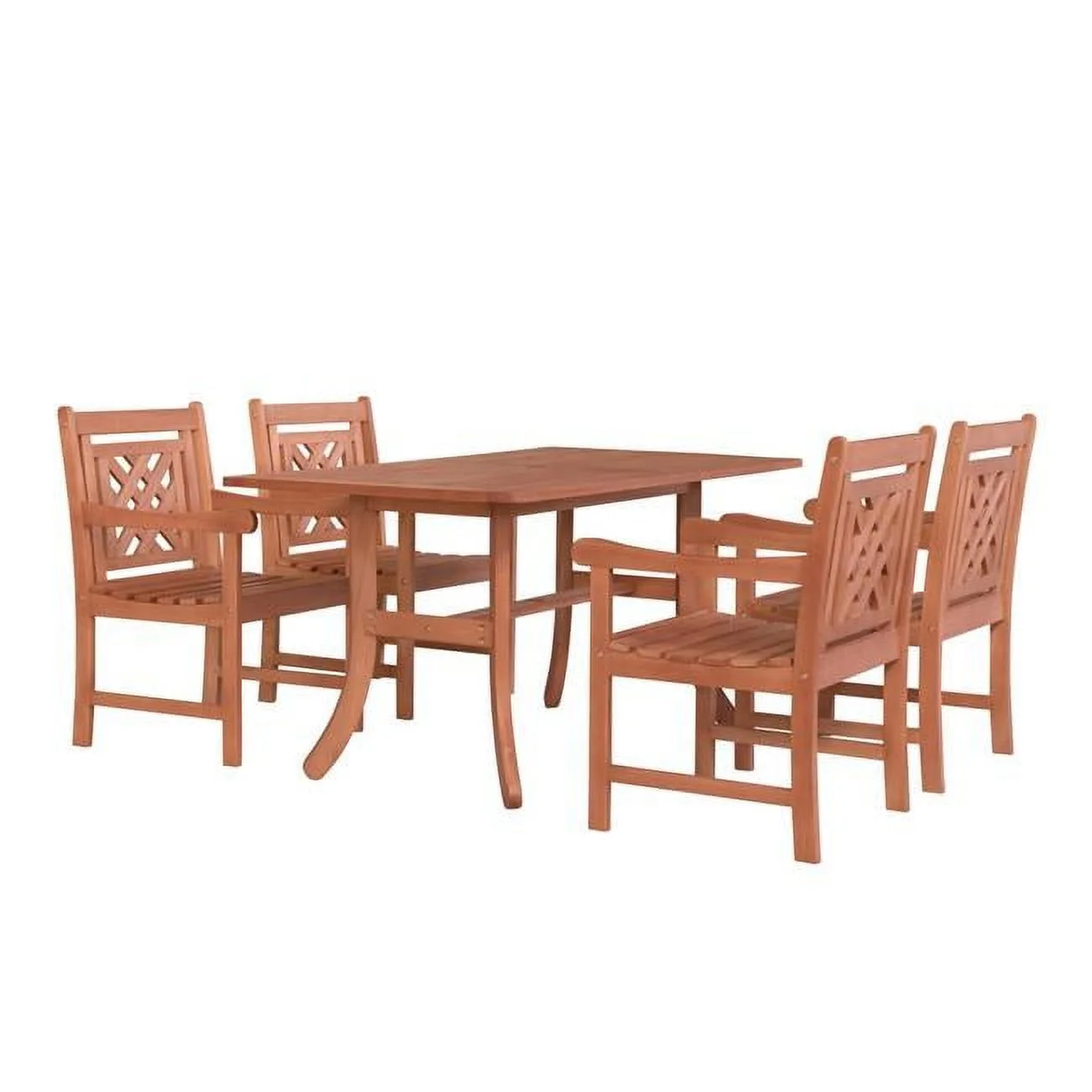 Malibu Outdoor 5-piece Wood Patio Curvy Legs Table Dining Set