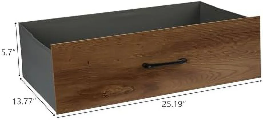 ZWNLKQG Vibe & Dine 5 Drawer Dresser Tall  Wood Chest of Drawers for Bedroom with Fabric Drawer  Dressers for Closet  Rustic Brown