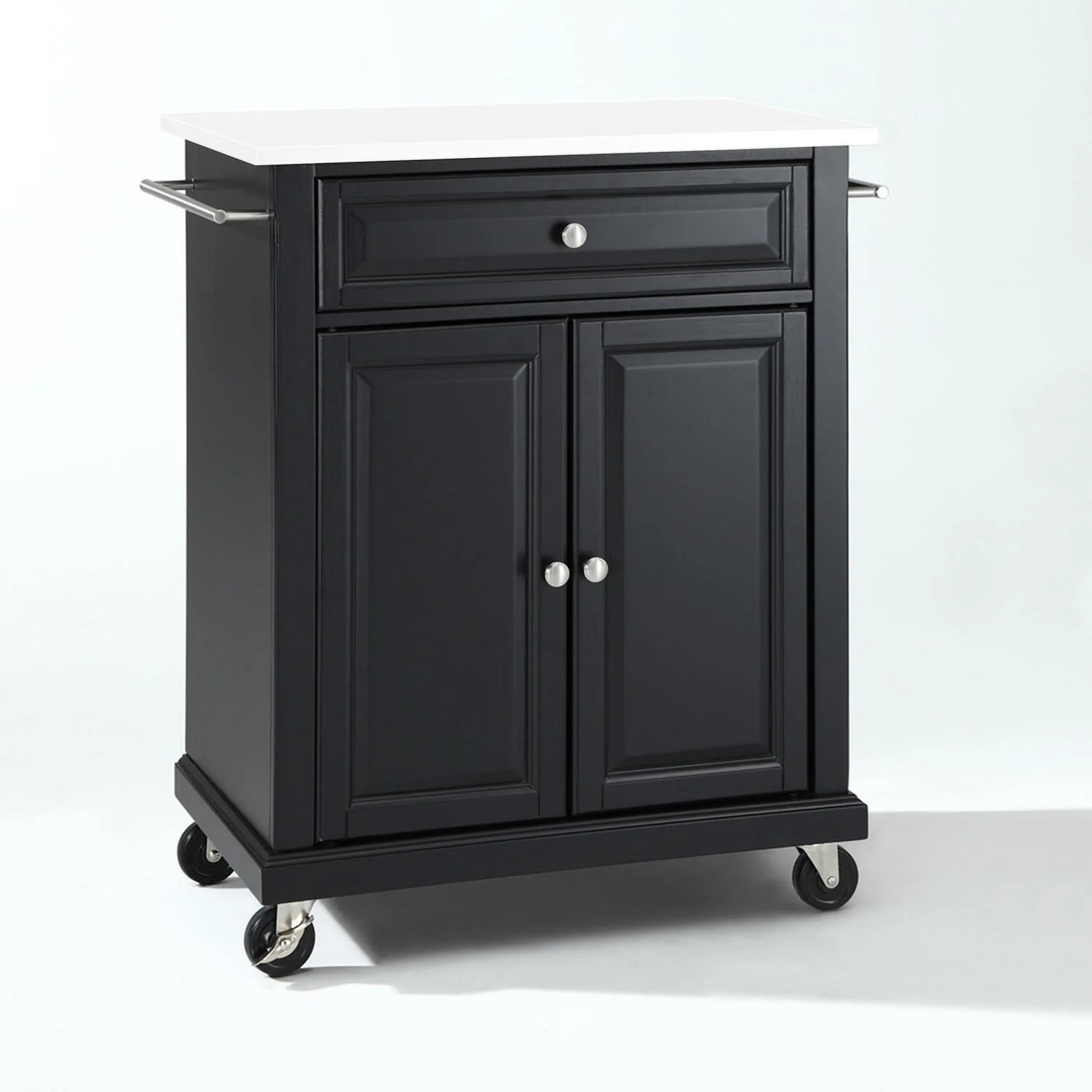 Crosley Furniture Compact Wood Kitchen Granite Top Kitchen Cart in Matte Black