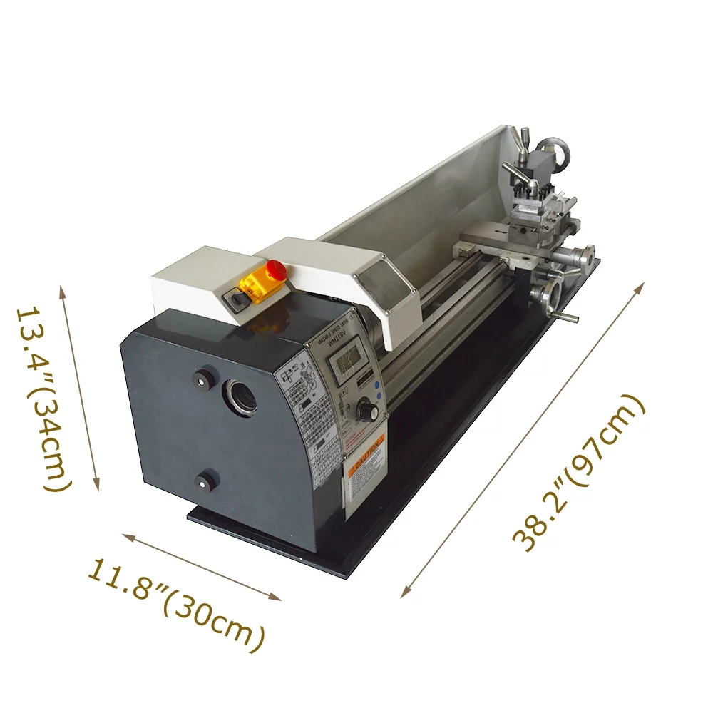 Mini Metal Bench Lathe Variable Speed Precision Inch Instrument Machine Threaded Version WM210V 1100W 8