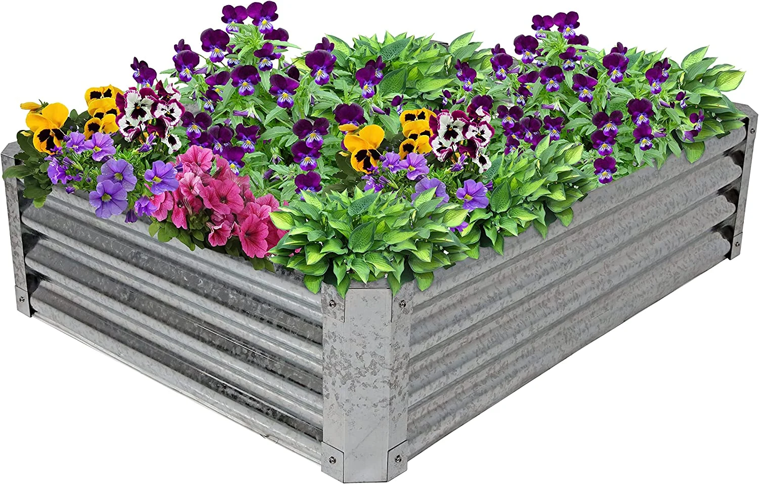 48-Inch Rectangle Galvanized Steel Raised Garden Bed Kit - Outdoor Metal Elevated Planter - Silver