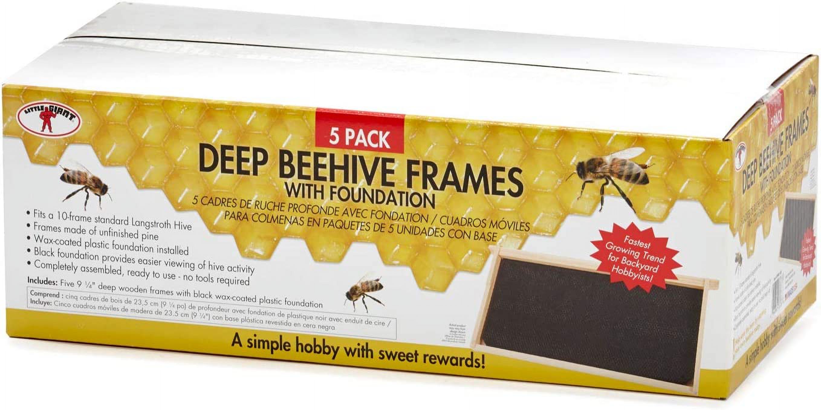 Little Giant Deep Hive Frame Black Deep Beehive Frames for Beekeeping (5-Pack) (Item No. DFRBLACK)