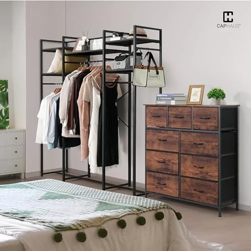 CDHJKKB Drawer  Tower w/ 5 Fabric Bins  Laundry   Sorting Unit  Chest of Drawers  Organizer w/ P2 Board Top & Fabric Bins  Organizer Unit for Multi-purpose  Hallway  Office  Grey Oak