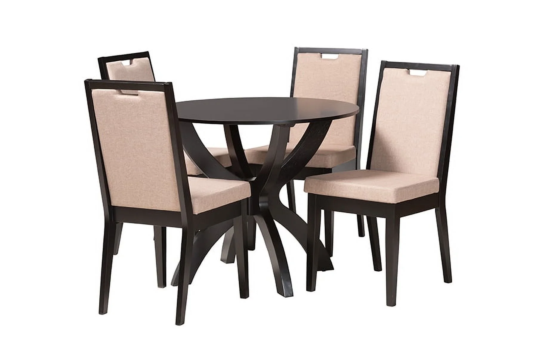 Baxton Studio Rika Modern Sand Fabric and Dark Brown Finished Wood 5-Piece Dining Set