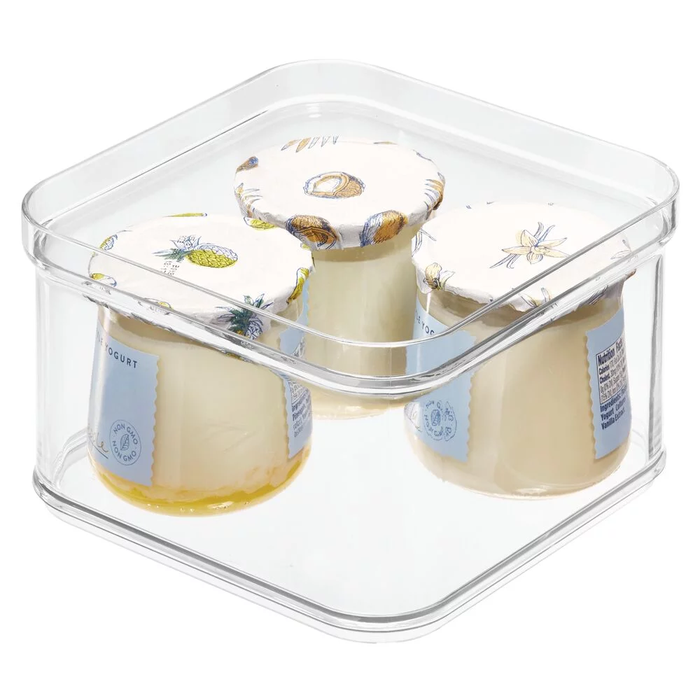 iDesign Crisp BPA-Free Plastic Stackable Refrigerator Square Storage Bin, Clear, 6.32