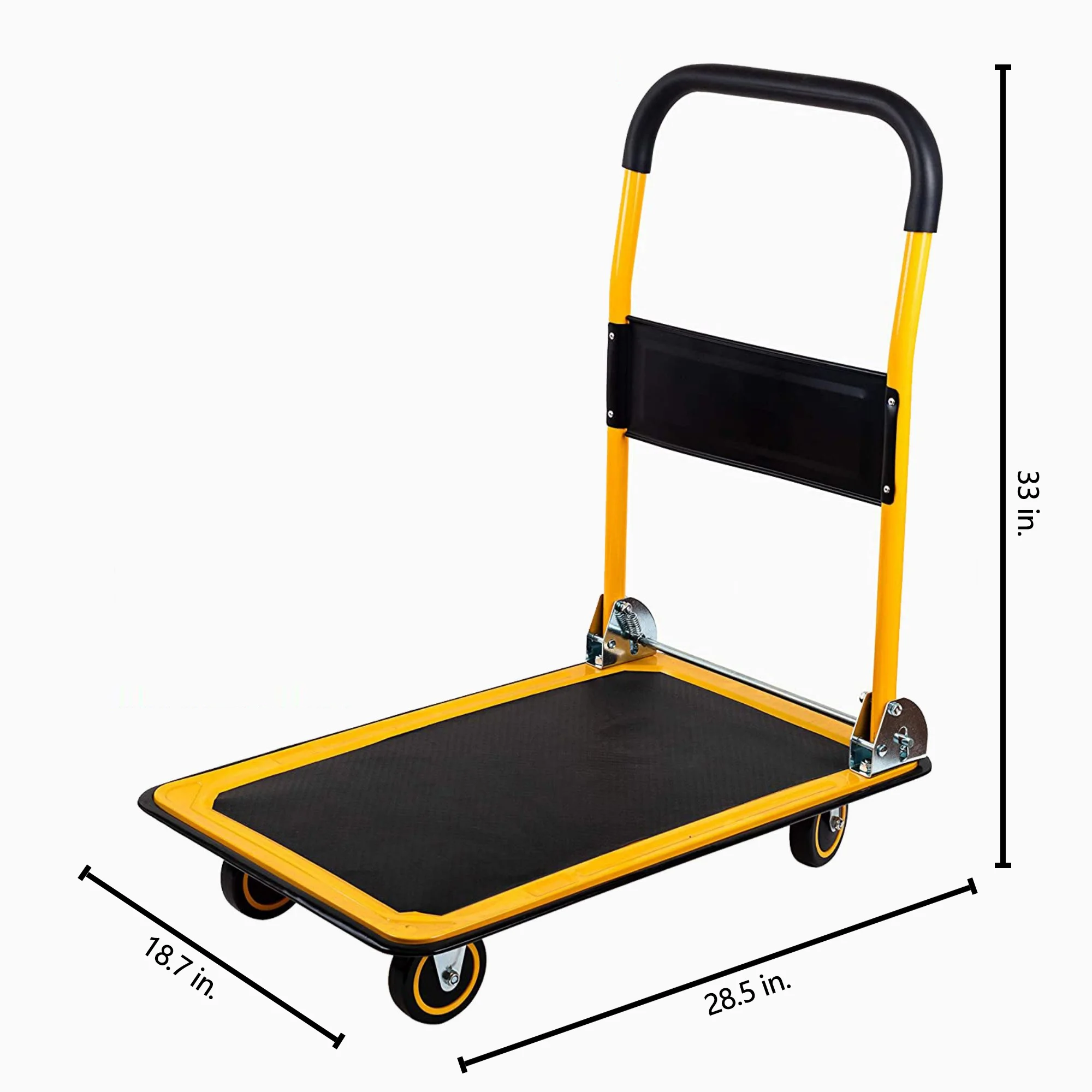 Push Cart Dolly, Moving Platform Hand Truck, Foldable for Easy Storage and 360 Degree Swivel Wheels with 330lb Weight Capacity,Yellow