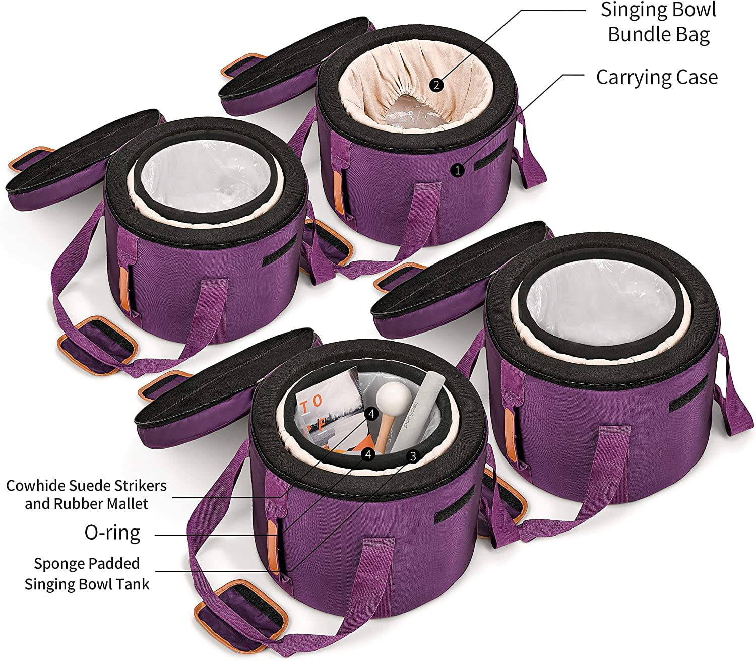 TOPFUND Chakra Set of 7 Moldavite Fusion Crystal Singing Bowls 8-10 inch with Heavy duty carrying case and Suede Stick