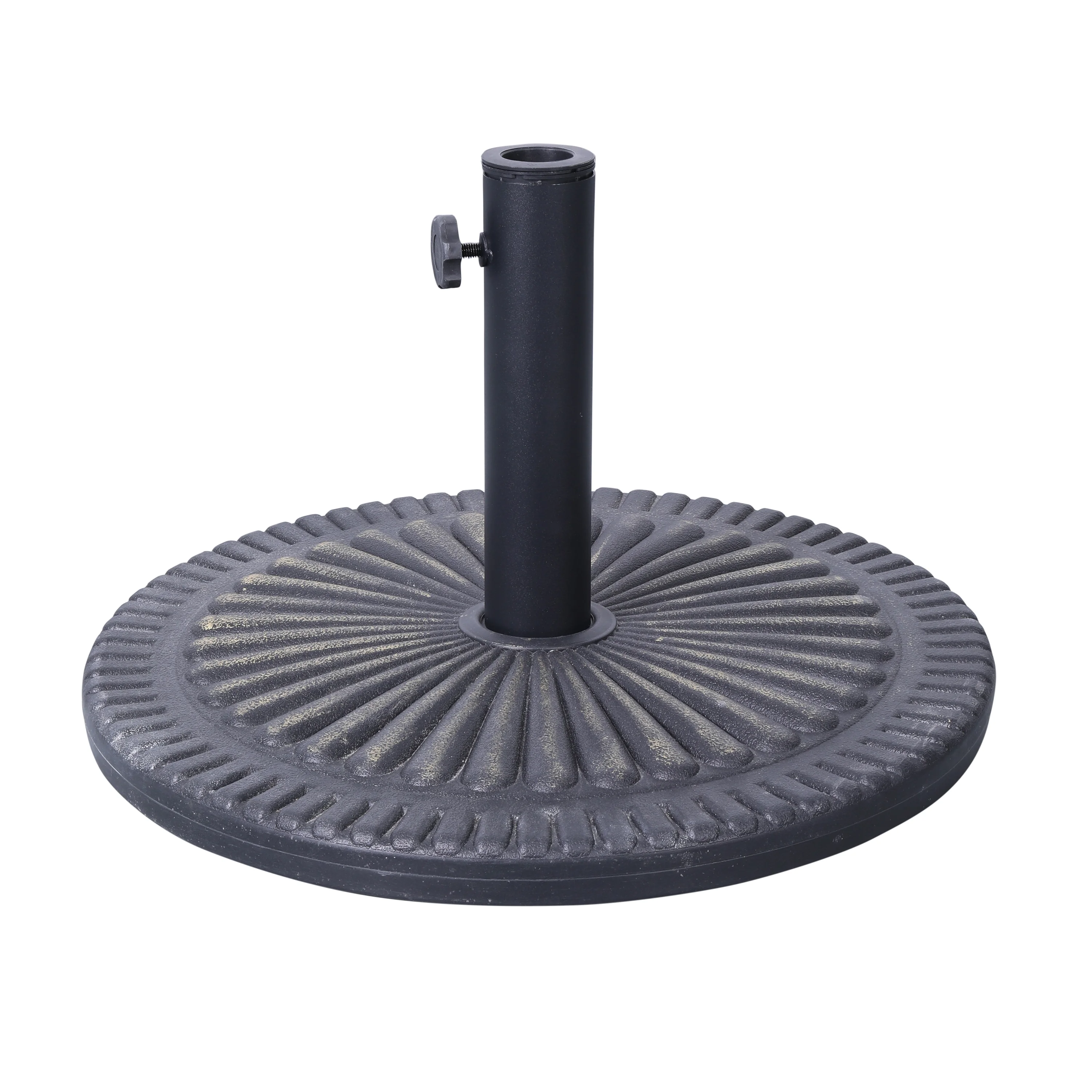 Flash Furniture Universal Bronze Cement Patio Umbrella Base with Sunburst Patterned Weatherproof Plastic Polymer Coating - 19.25