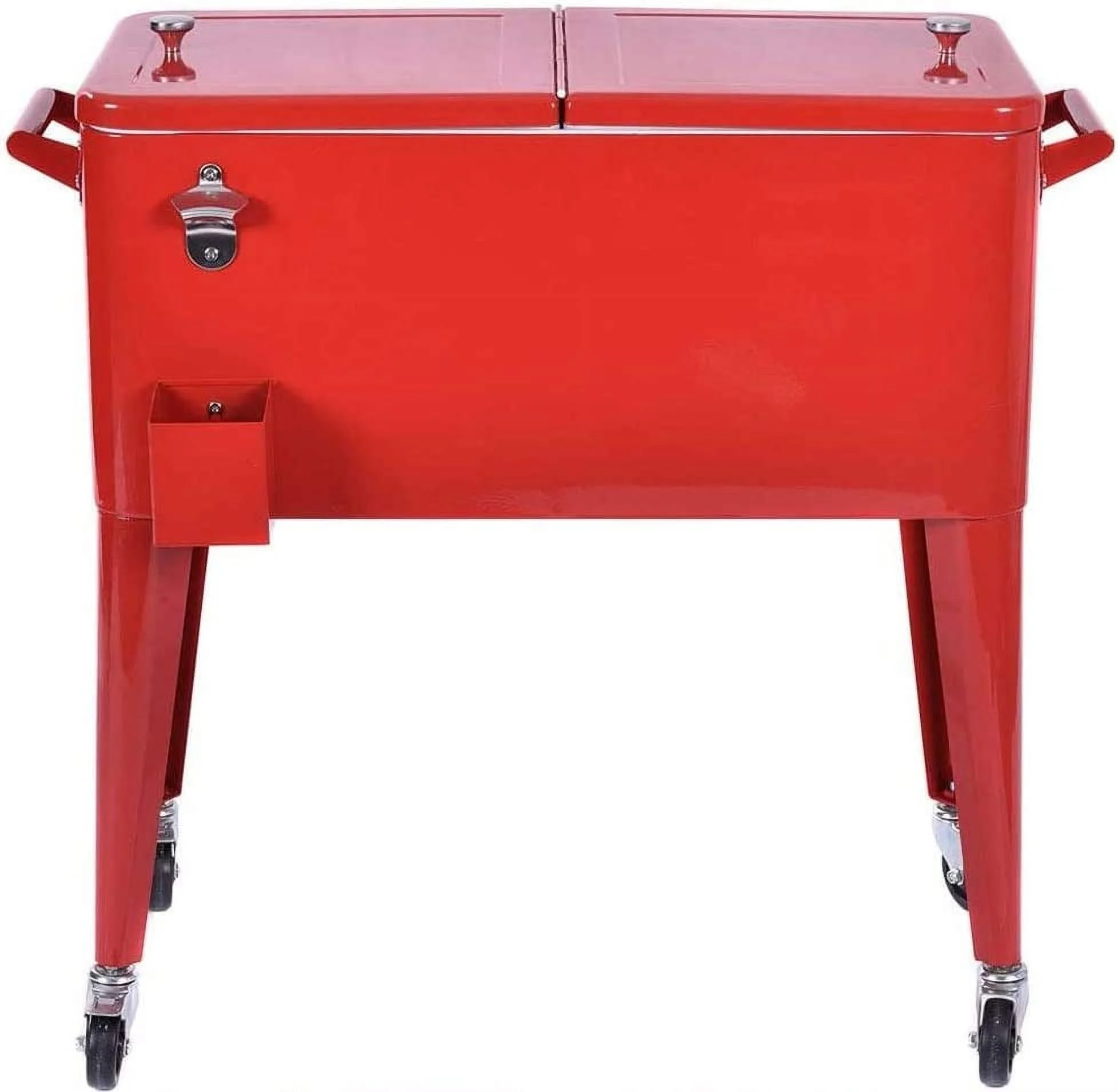 Large 80 Quart Cooler Cart, Outdoor Cooling Bin with Wheels, Patio Rolling Ice Chest Cooler for Beer Beverage