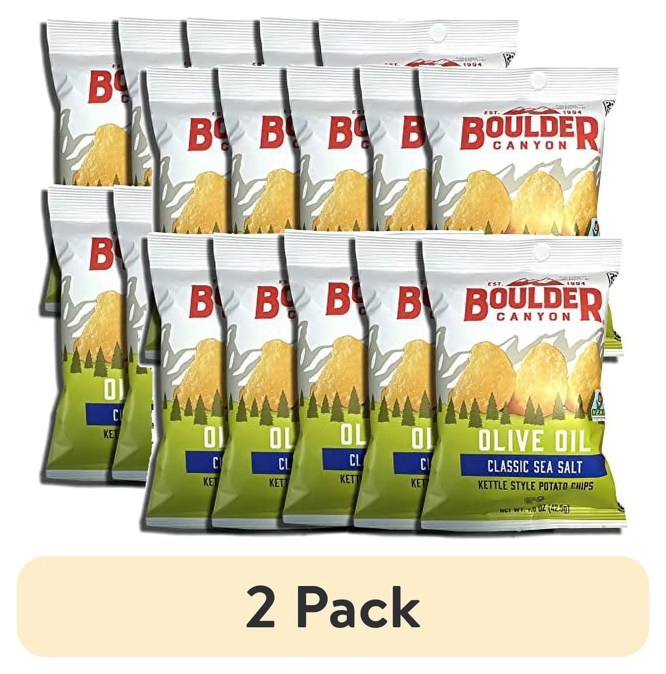 (2 pack) Kettle Style Potato Chips from Boulder | 1.5 Oz | (Olive Oil, 10 Bags)