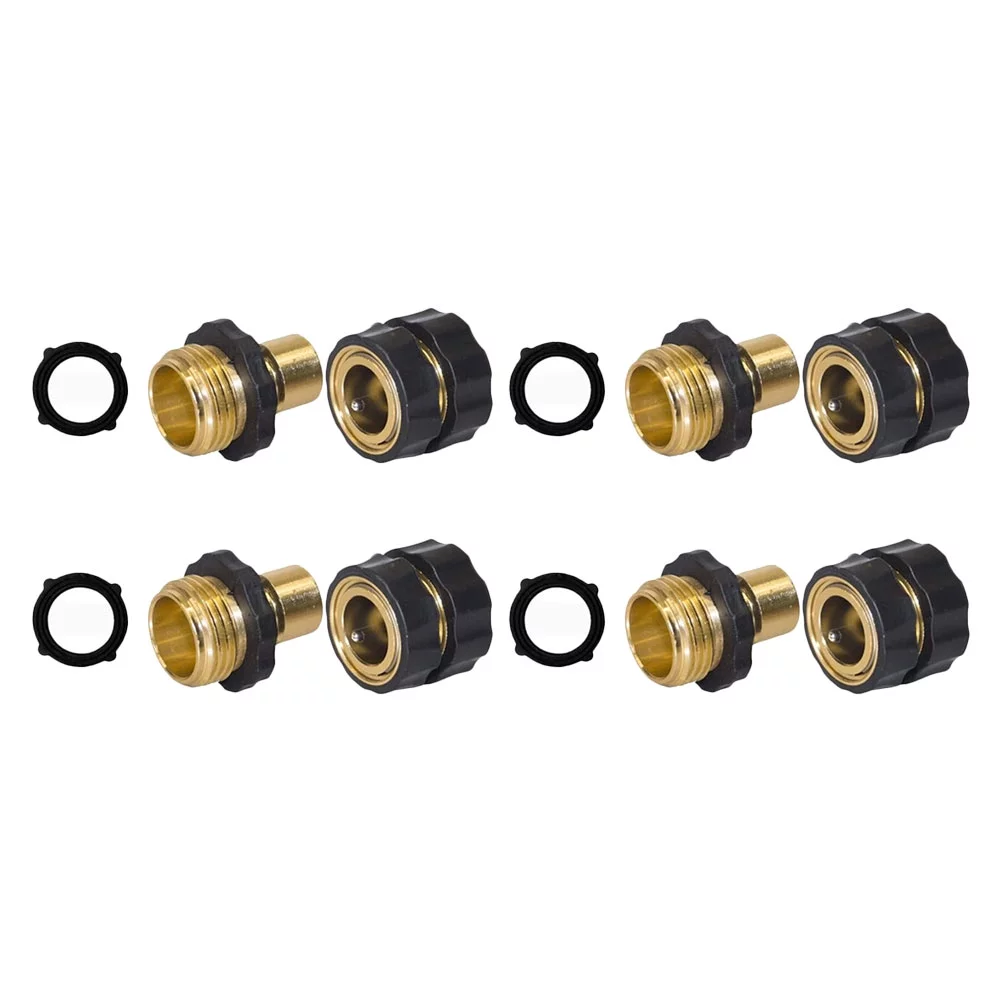 4 Sets Hose Connector Water Quick Connectors Kit Garden Adapter Fittings for Brass