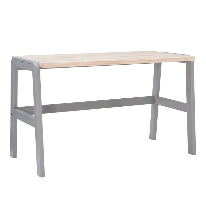 Linon Orson Solid Pine Wood Desk in Natural and Gray