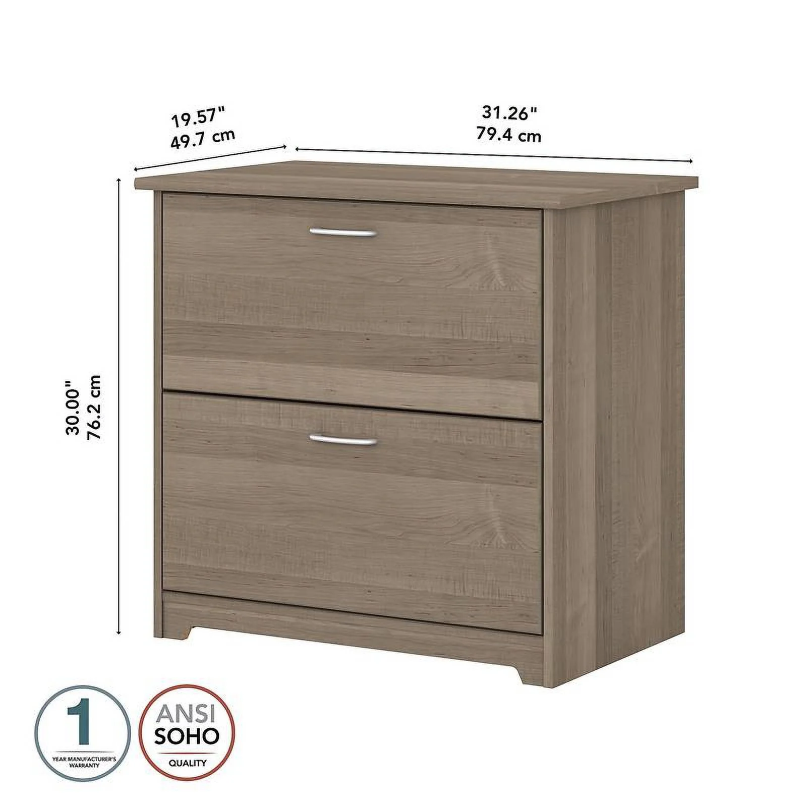 Home Square 2 Piece Engineered Wood Filing Cabinet Set in Ash Gray