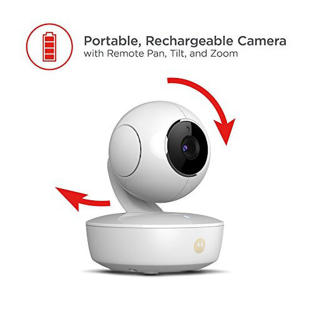 Portable Video Baby Monitor, 5-Inch Color Screen, 2 Rechargeable Cameras With Pan, Tilt, And Zoom, Two-Way Audio, And Room Temperature Display