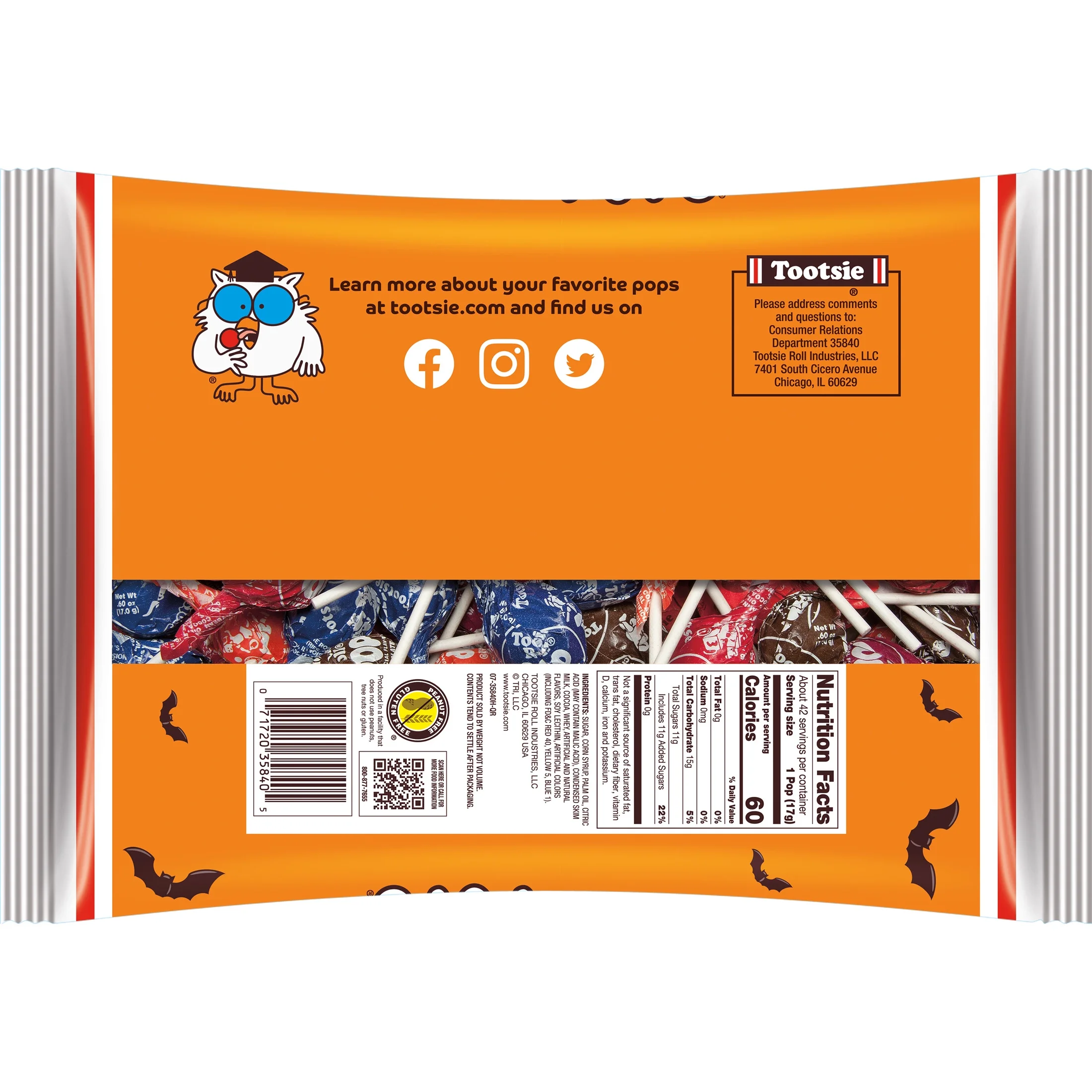 Tootsie Pops Halloween Candy 25.2 oz / 40 Lollipops