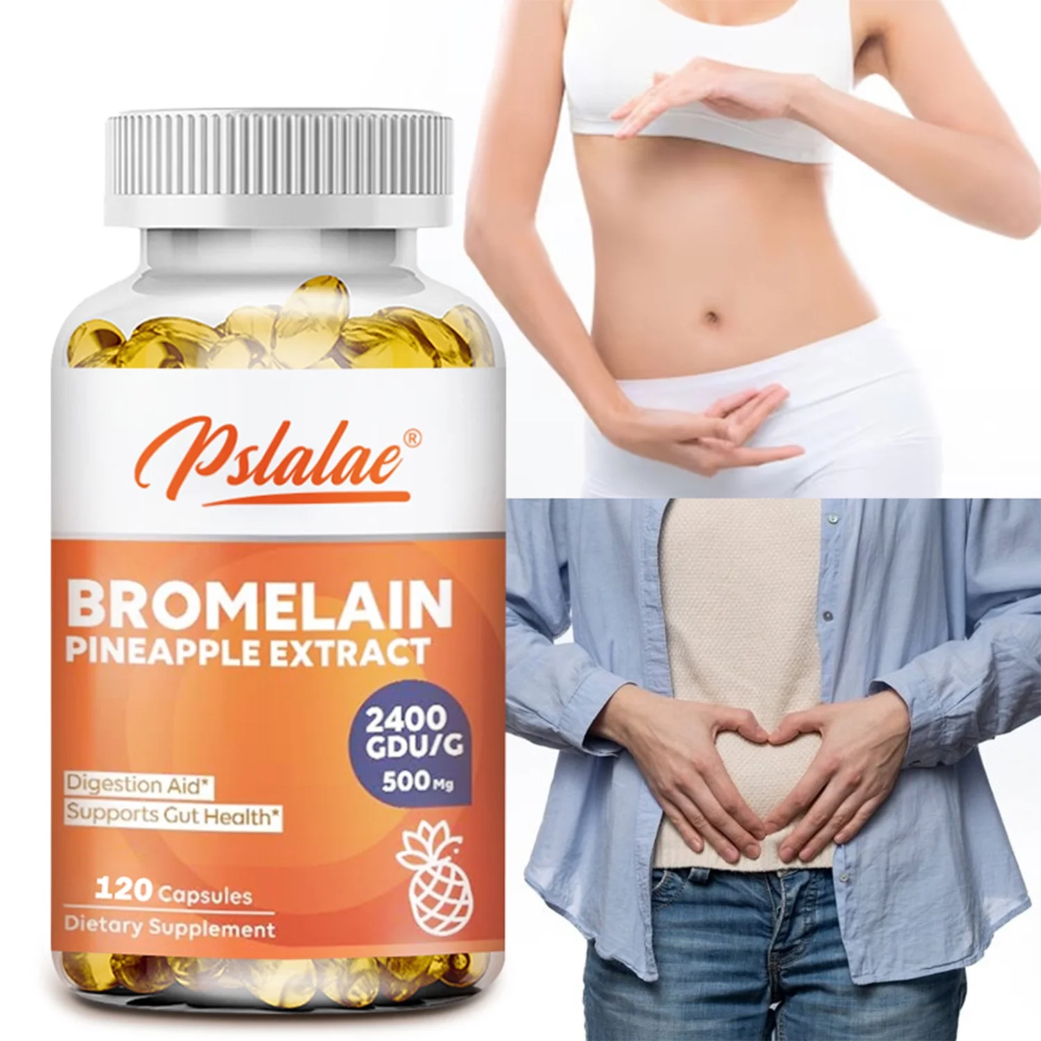 Pslalae Bromelain 500mg - Digestive Support, Relieve Gas, Bloating and Constipation (30/60/120pcs)