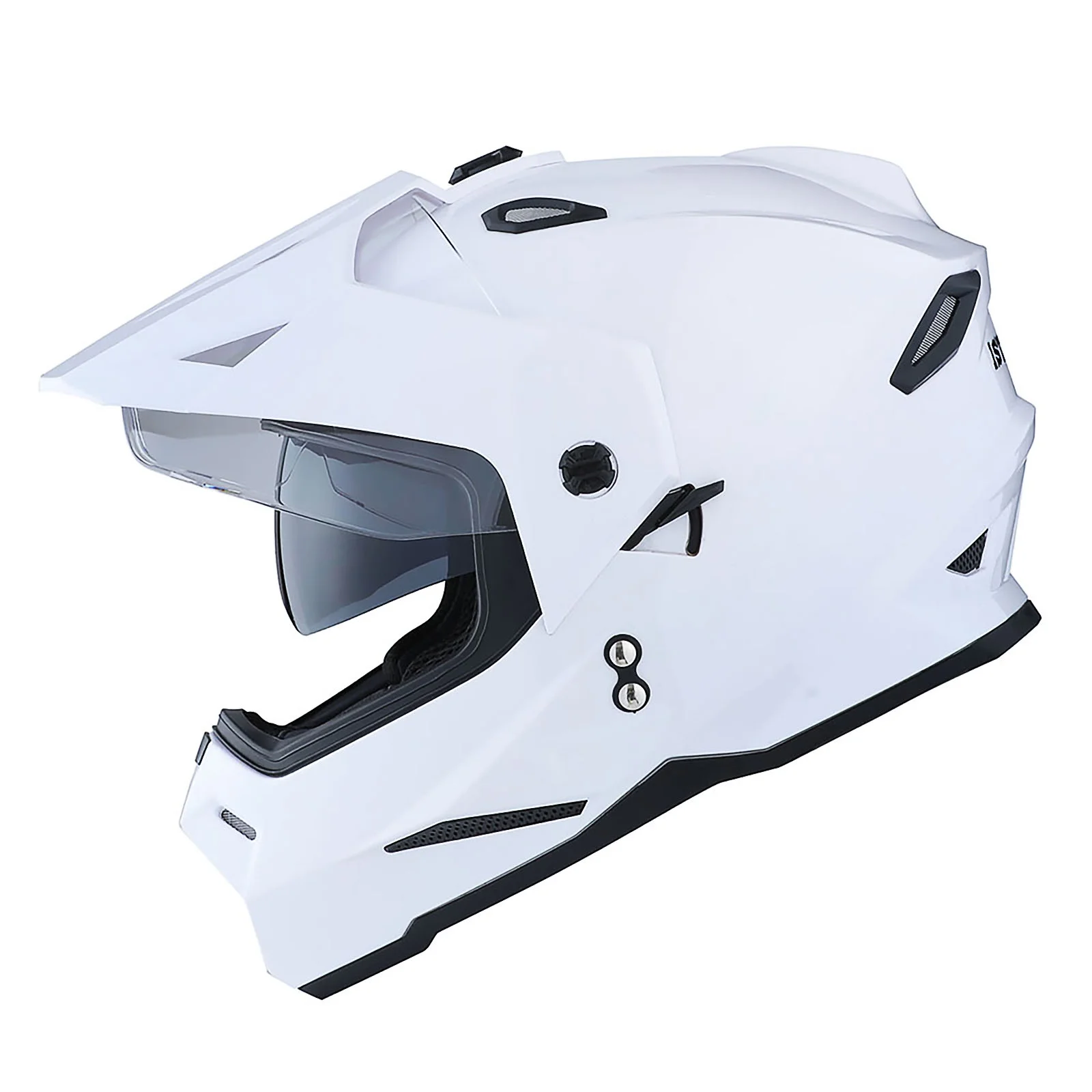 1Storm Adult Motorcycle Motocross Dual Sport Off Road Full Face Dual Visor Helmet F802CLS Glossy White