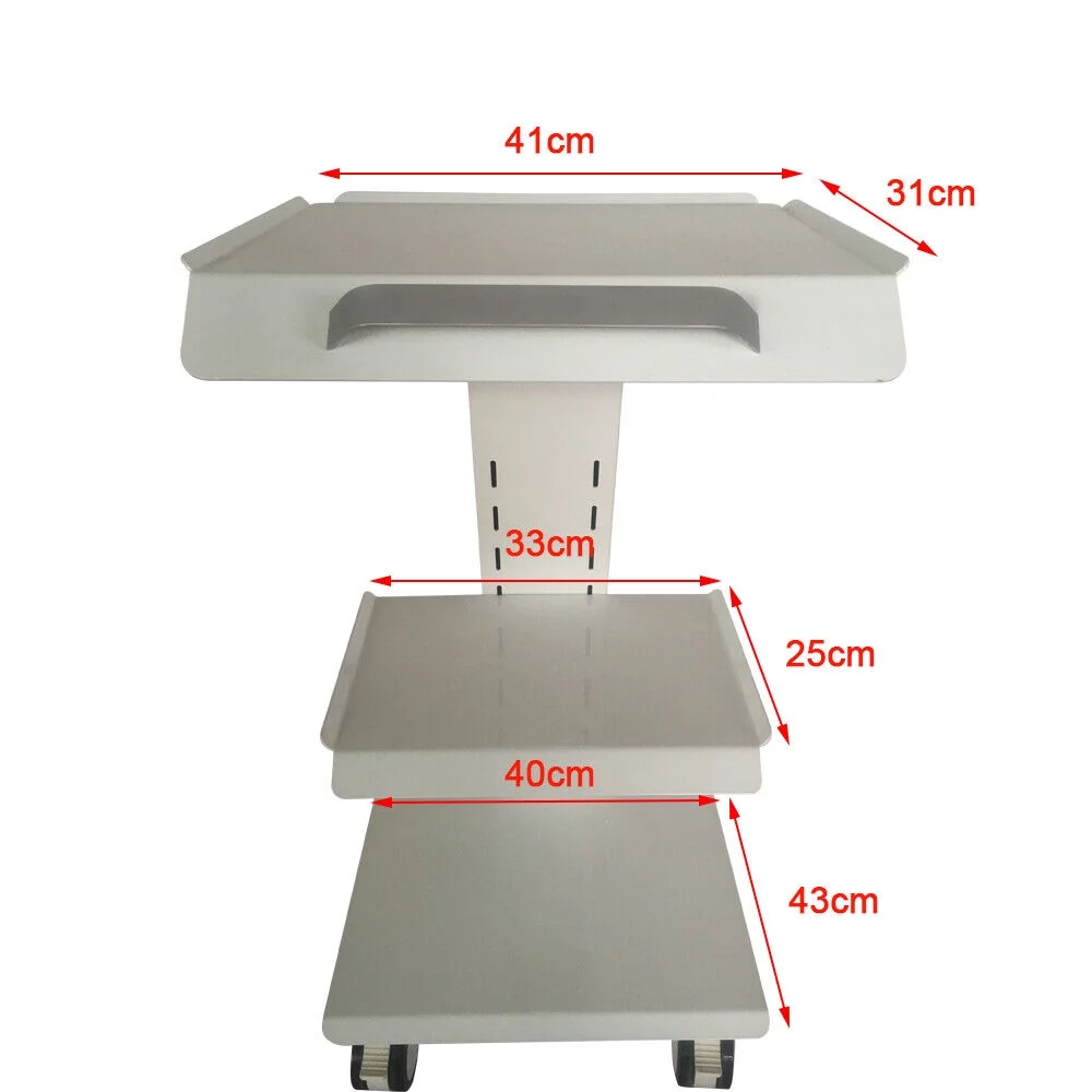 Three Layers Dental Mobile Trolley Medical Cart Salon Equipment & Foot Brakes
