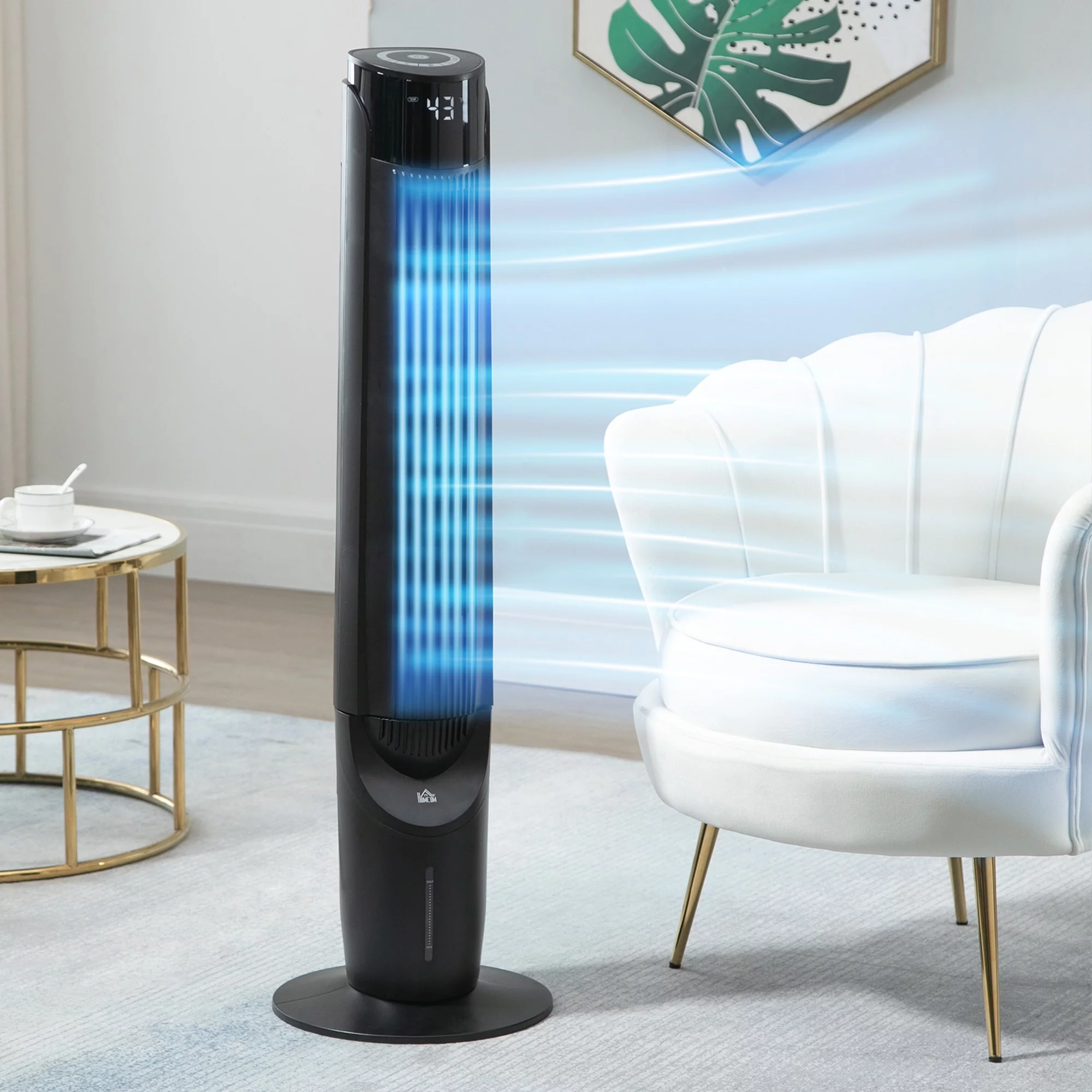 HOMCOM 42'' Evaporative Air Cooler, Ice Cooling Fan with 3 Speeds, 4 Modes, 12 Hour Timer, LED Display and Remote Control for Bedroom, Office or Living Room, Black