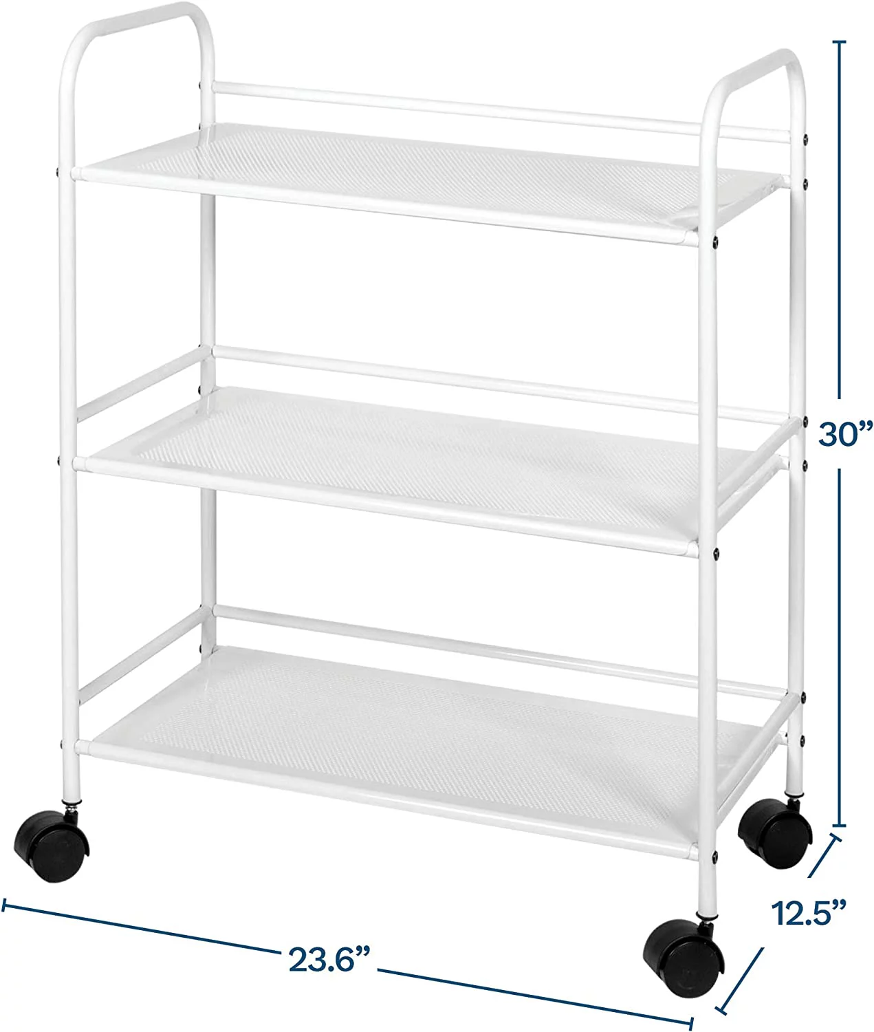 Richards 3-Tier Rolling Utility Cart Multipurpose Metal Roller Cart & Organizer, White