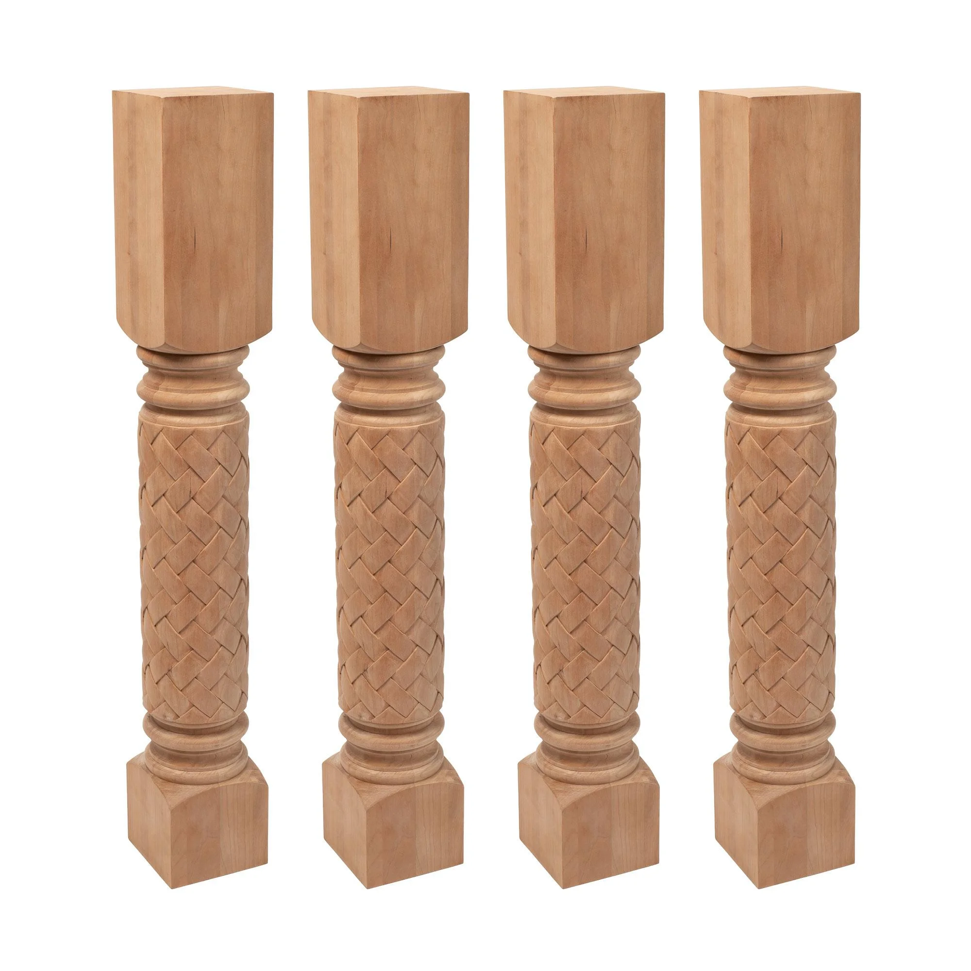Designer's Edge Millwork 35-1/4 in. High x 5 in. Wide x 5 in. Depth Unfinished North American Solid Cherry Herringbone Weave Kitchen Island Leg 4 Pack
