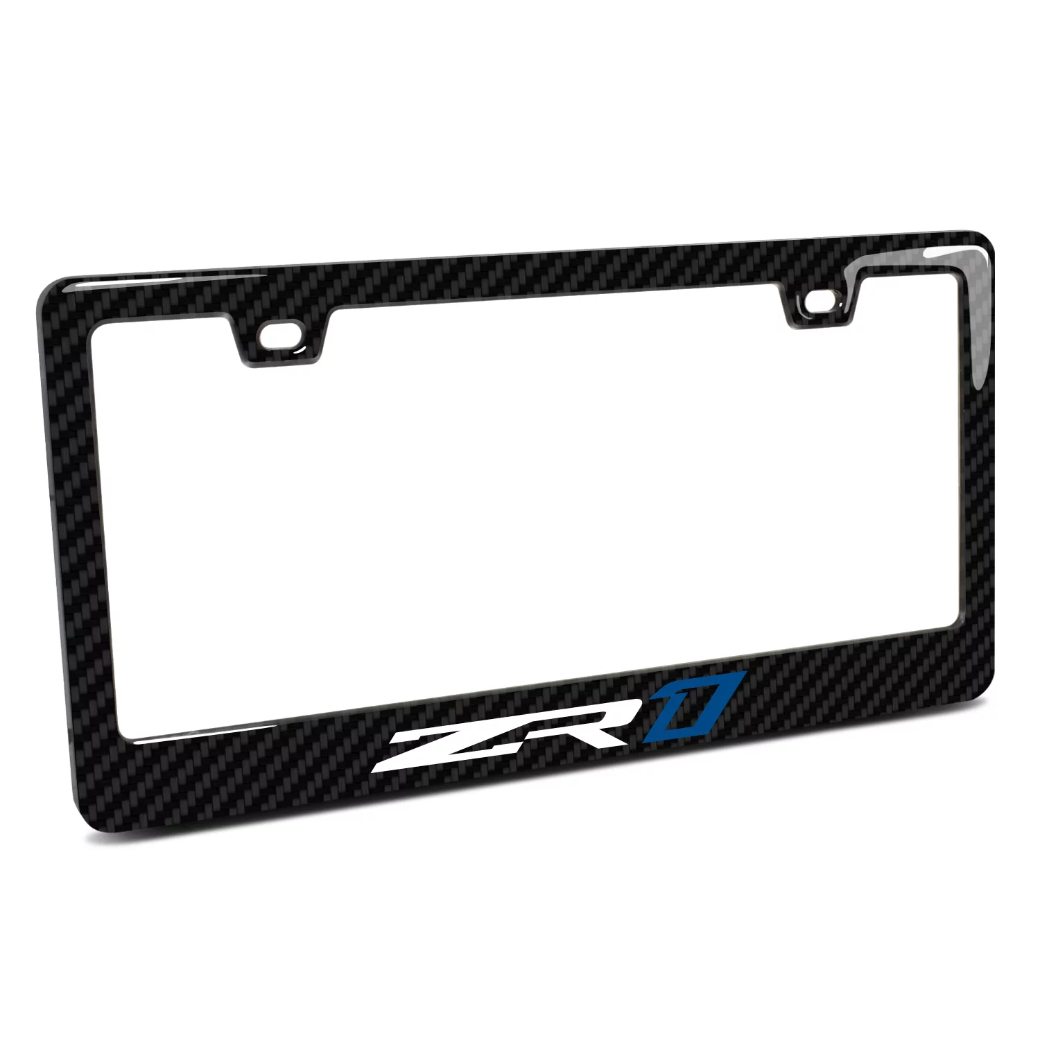 Corvette C7 ZR1 in 3D on Real Carbon Fiber Finish ABS Plastic License Plate Frame