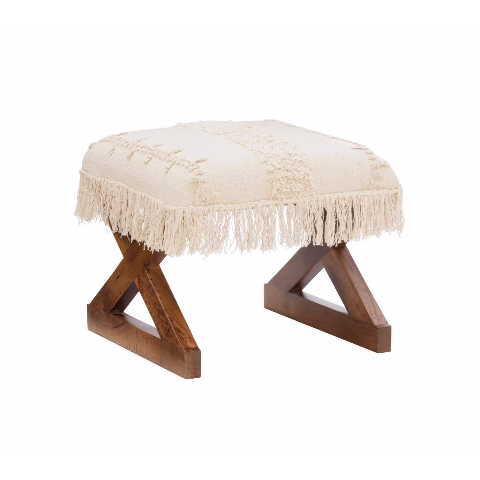 Powell Tarragon Pouf Top  Bench - Brown with Off-White