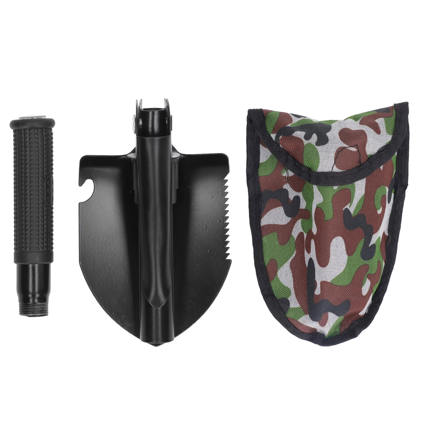 Risegun Folding Survival Shovel, Heavy Duty Carbon Steel Military Style Entrenching Tool Camping Shovel Portable Entrenching Trenching Tool Collapsible Spade with Compass