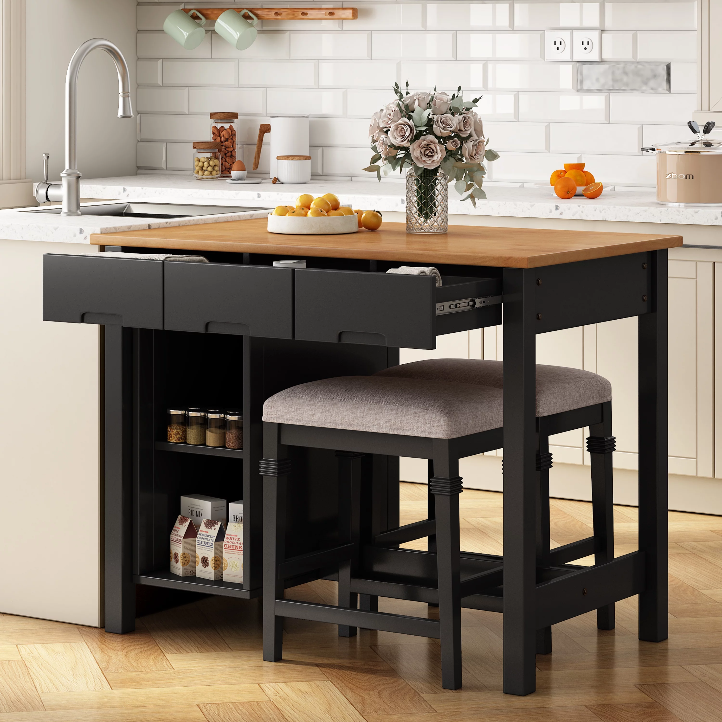EUROCO Kitchen Island with Seatings,45