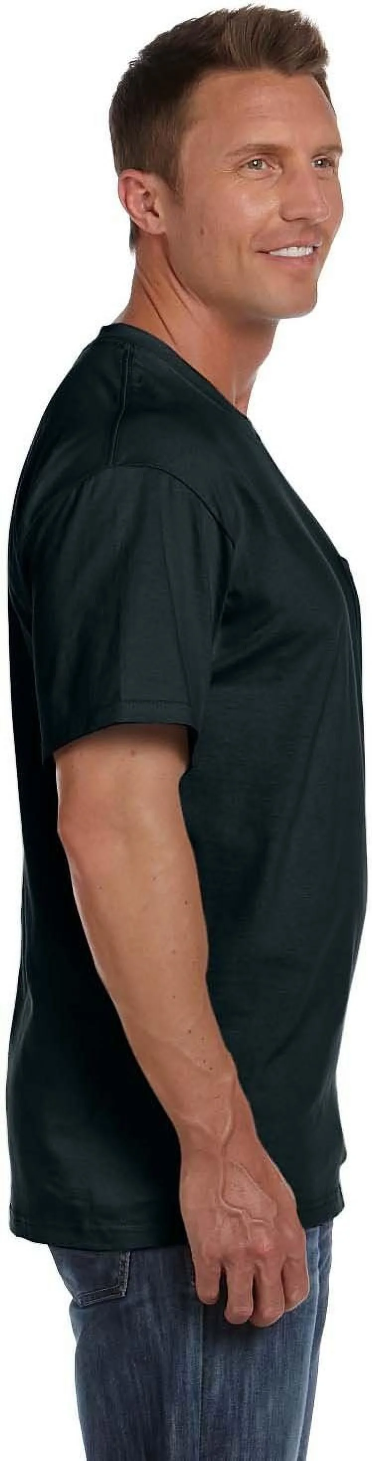 Fruit of the Loom 5 oz. 100% Heavy Cotton HD Pocket T-Shirt (3931P), Black, 2XL