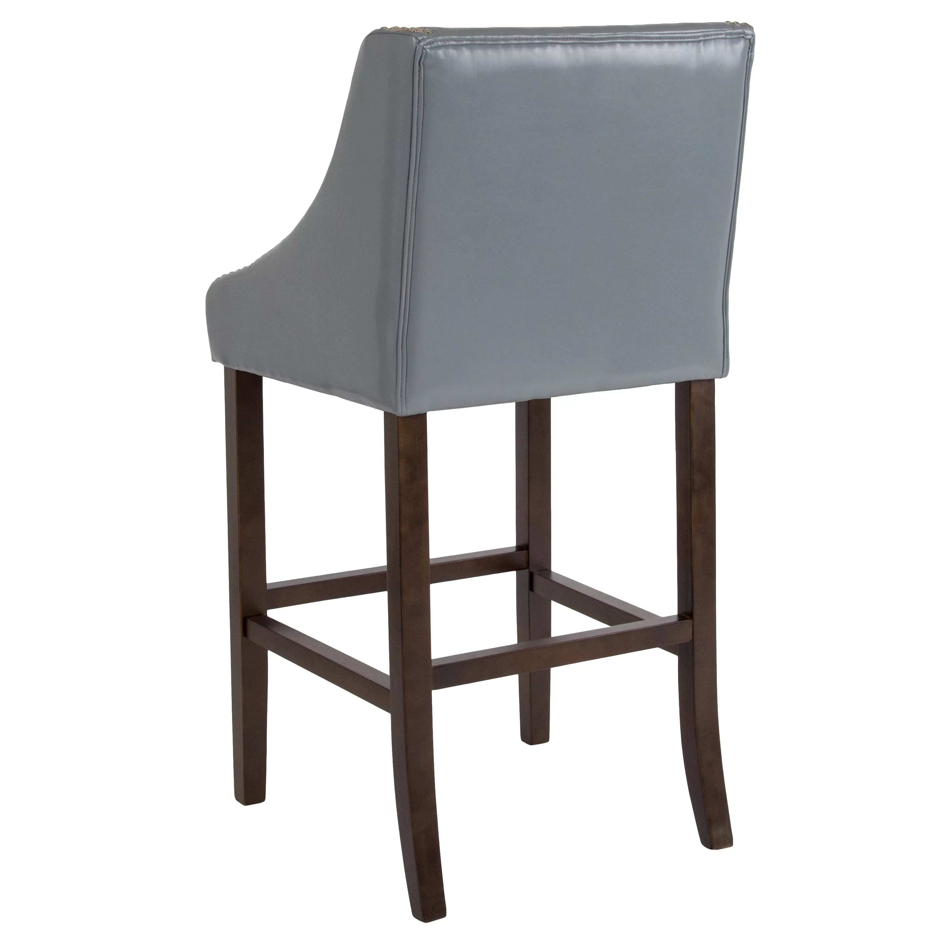 Flash Furniture Carmel Transitional Faux Leather Barstool, Light Gray, Set of 2