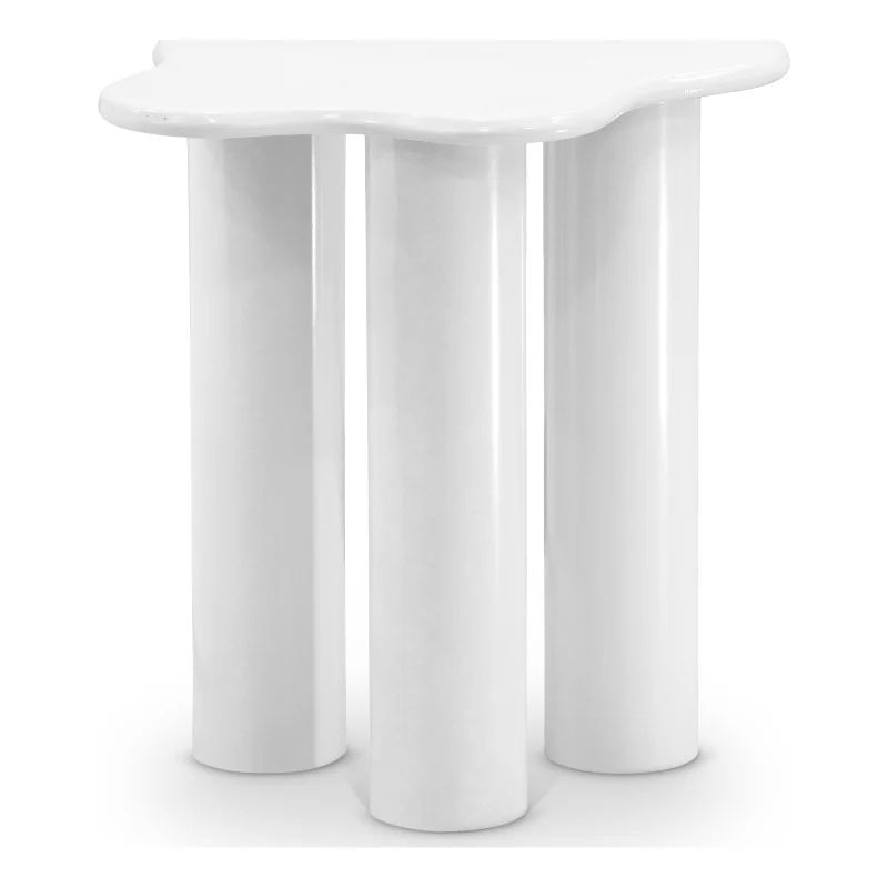 Meridian Furniture Romaine Contemporary Metal End Table in White
