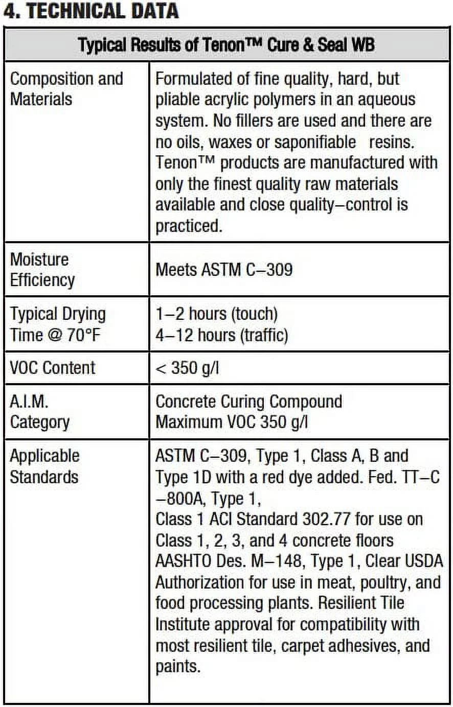 Tenon Concrete Sealer,Pail,Clear,5 gal 120822